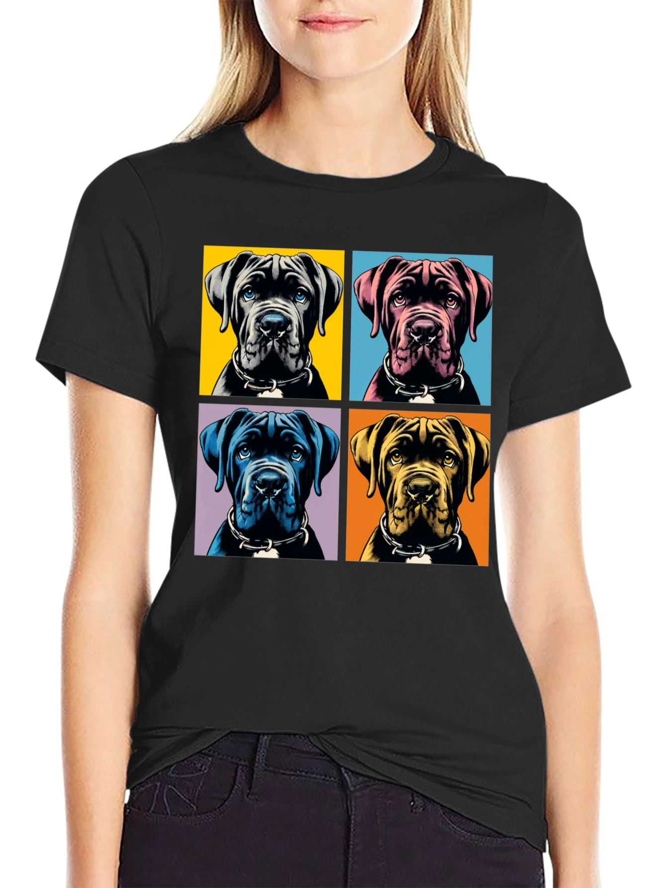 Black Pop Art Dog Graphic T-Shirt - Stylish Pet Lover Apparel view 2