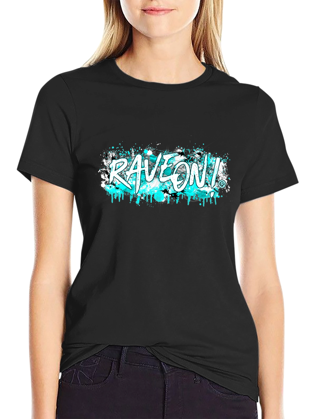 Black RaveOn! Graphic Tee - Black Cotton T-Shirt view 2