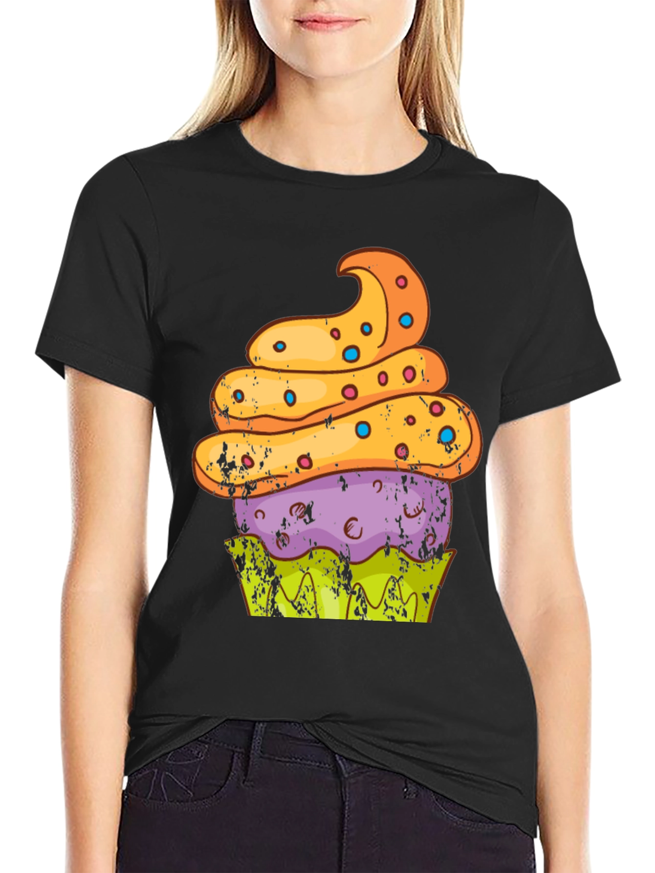Black Cupcake Graphic T-Shirt - Sweet Treat Tee view 2