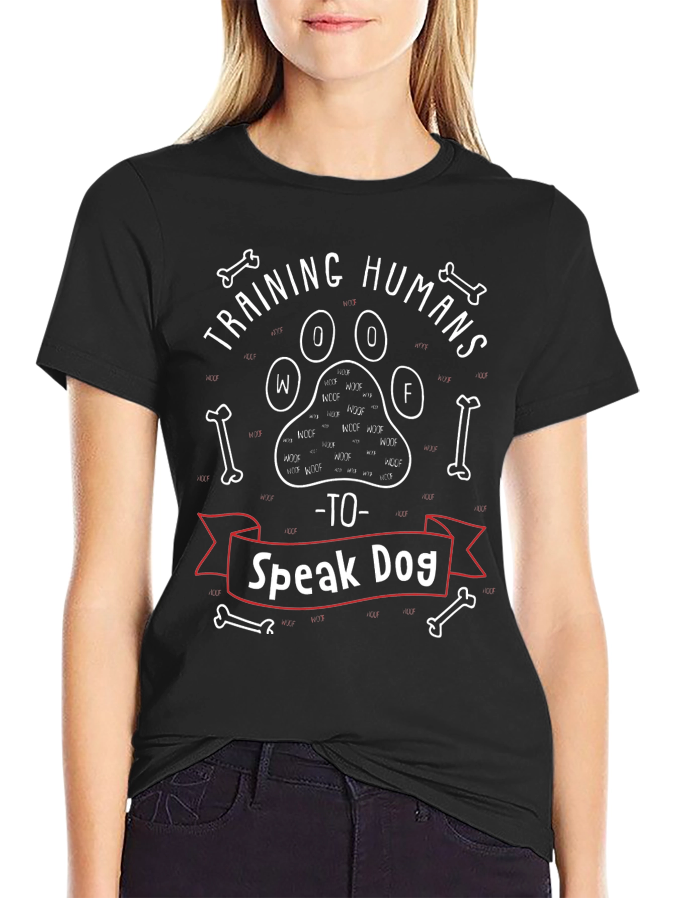 Black Training Humans to Speak Dog T-Shirt view 2
