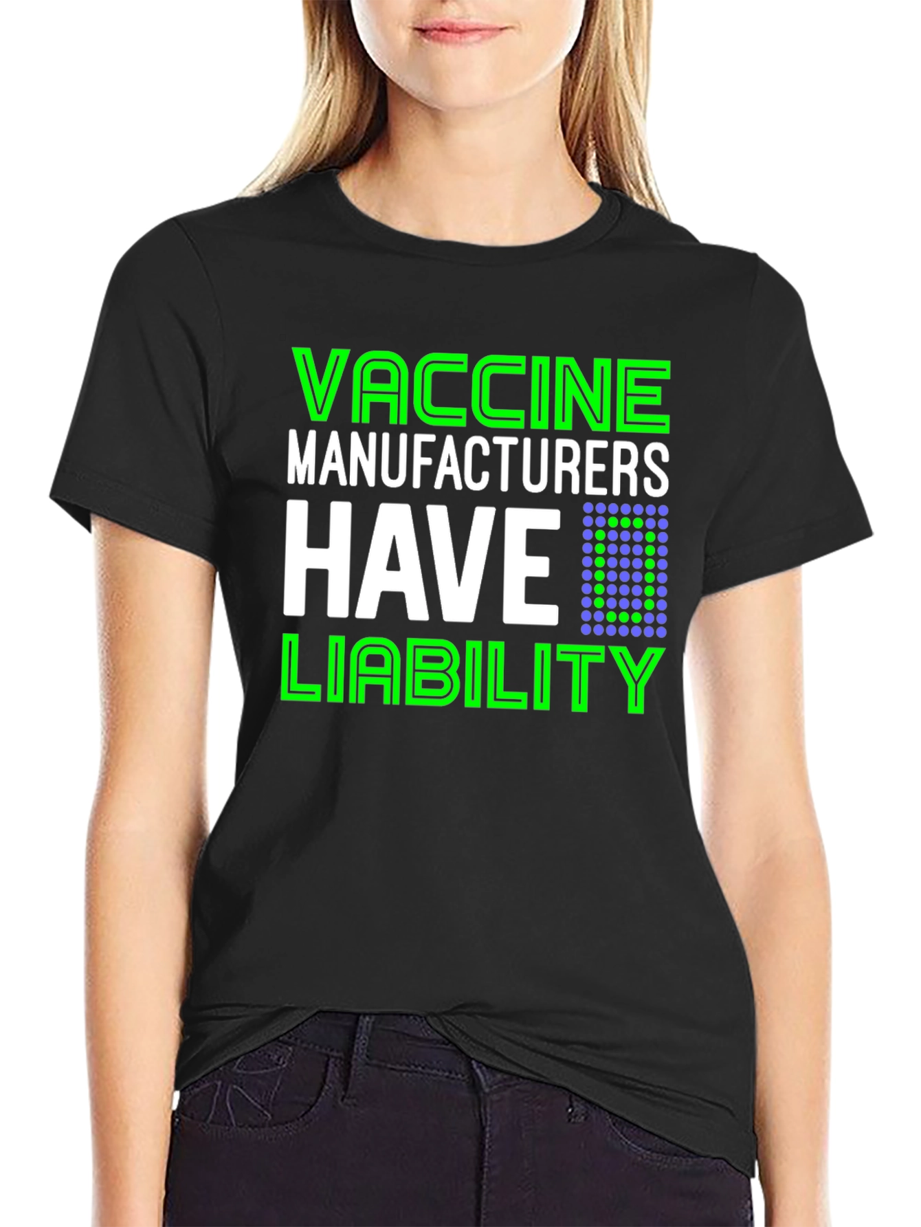 Black Vaccine Manufacturers Liability T-Shirt view 2