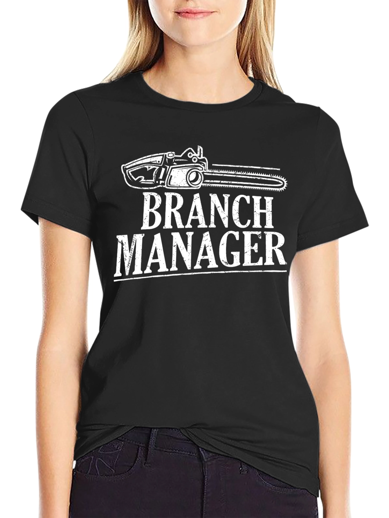 Black Branch Manager T-Shirt - Funny Chainsaw Graphic Tee view 2