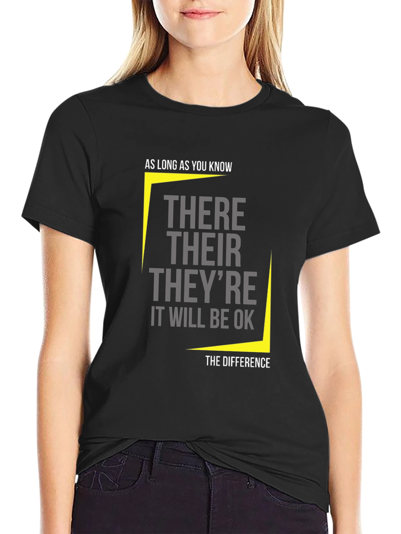 Black There Their They're T-Shirt - Grammar Humor Tee view 2