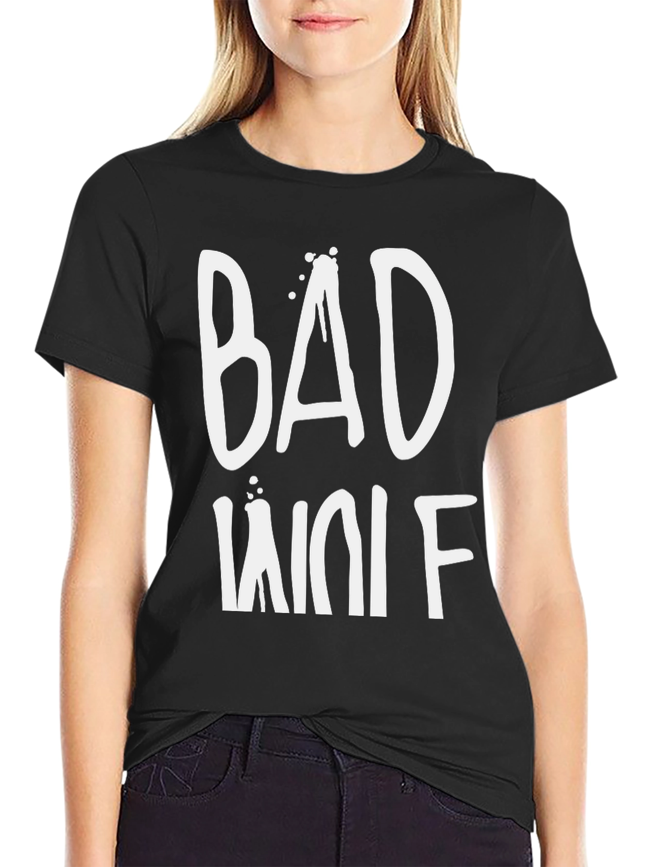 Black Bad Wolf Graphic Tee - Men's Black Cotton T-Shirt view 2