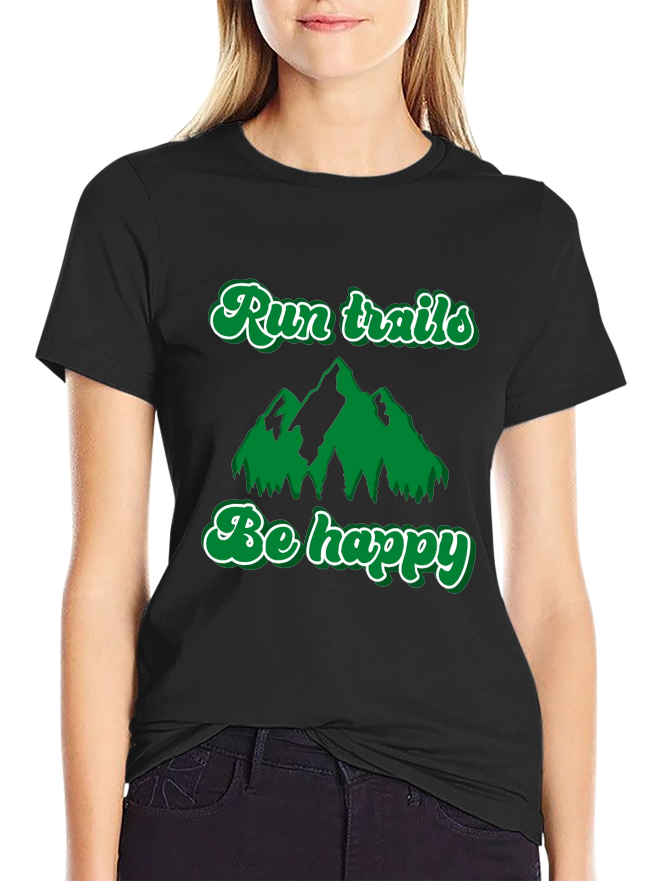 Black Run Trails, Be Happy T-Shirt: Outdoor Adventure Tee view 2