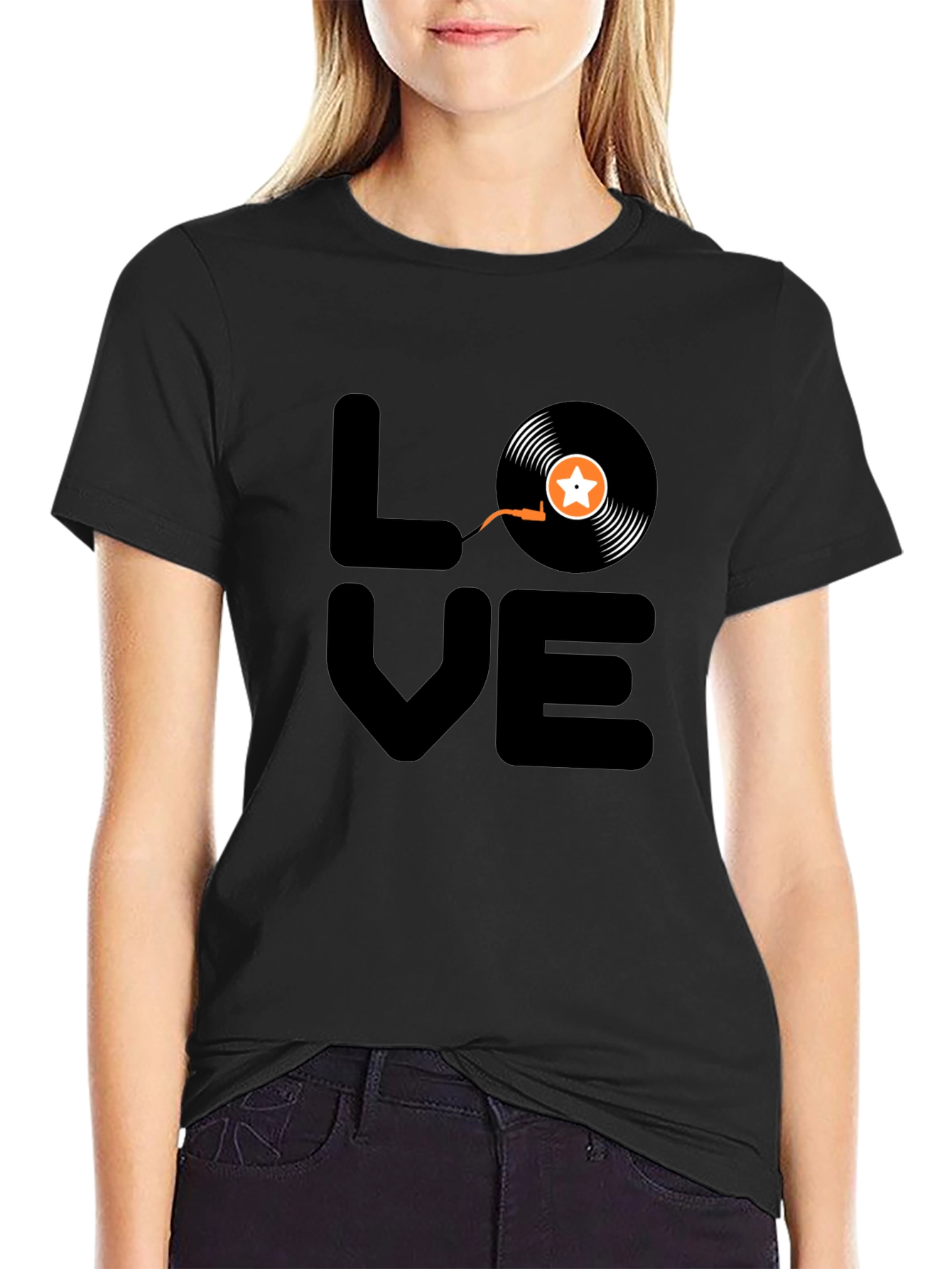 LOVE Vinyl Record Graphic Tee - Black Cotton T-Shirt - 2