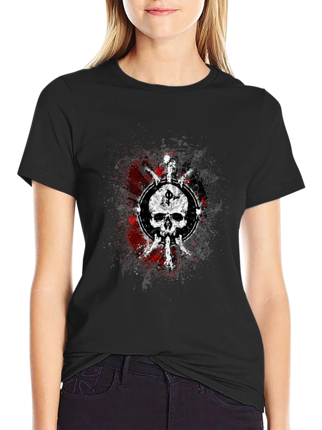 Black Skull & Dagger Graphic Tee - Black view 2