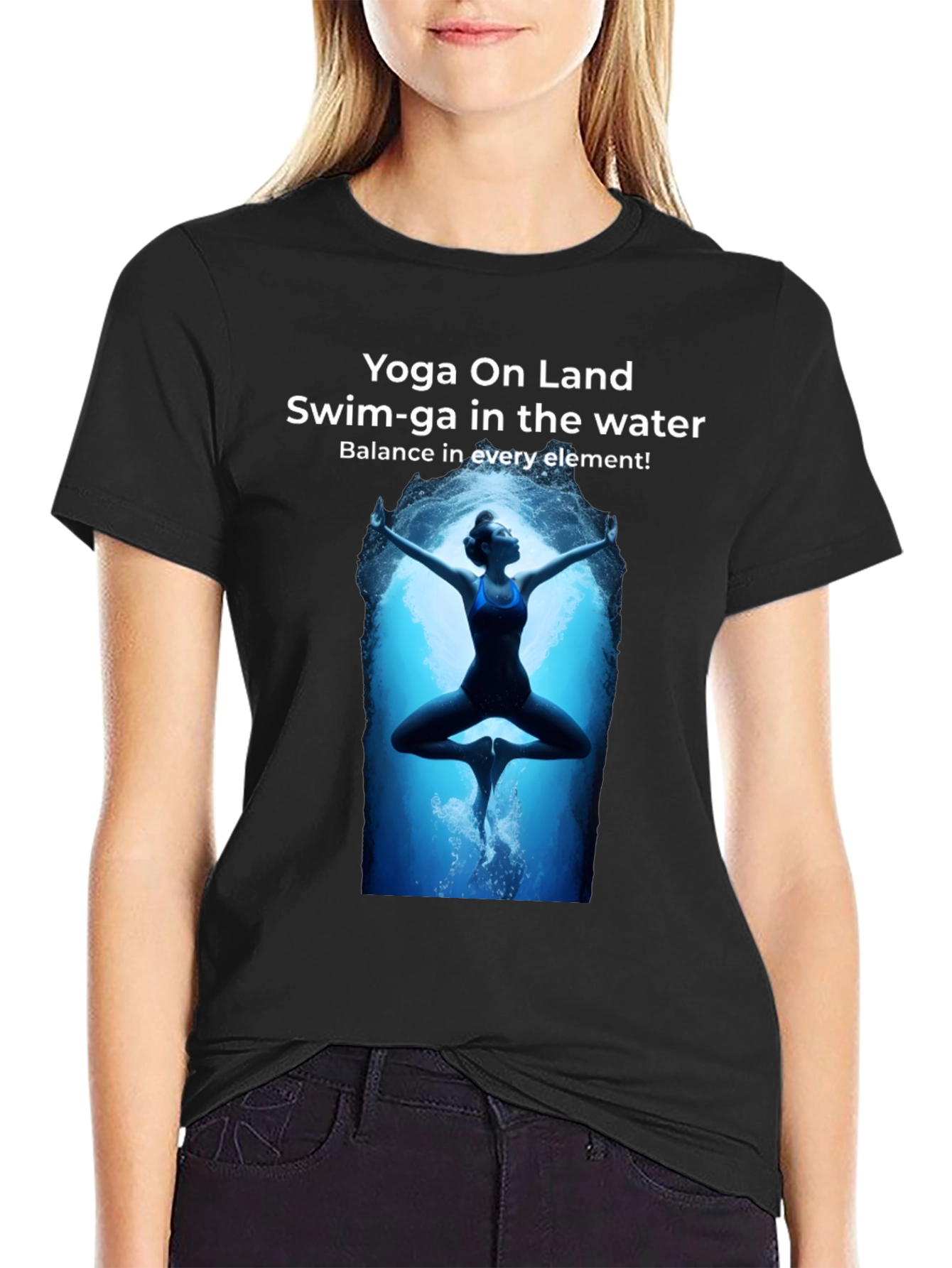 Black Yoga and Swim T-Shirt view 2
