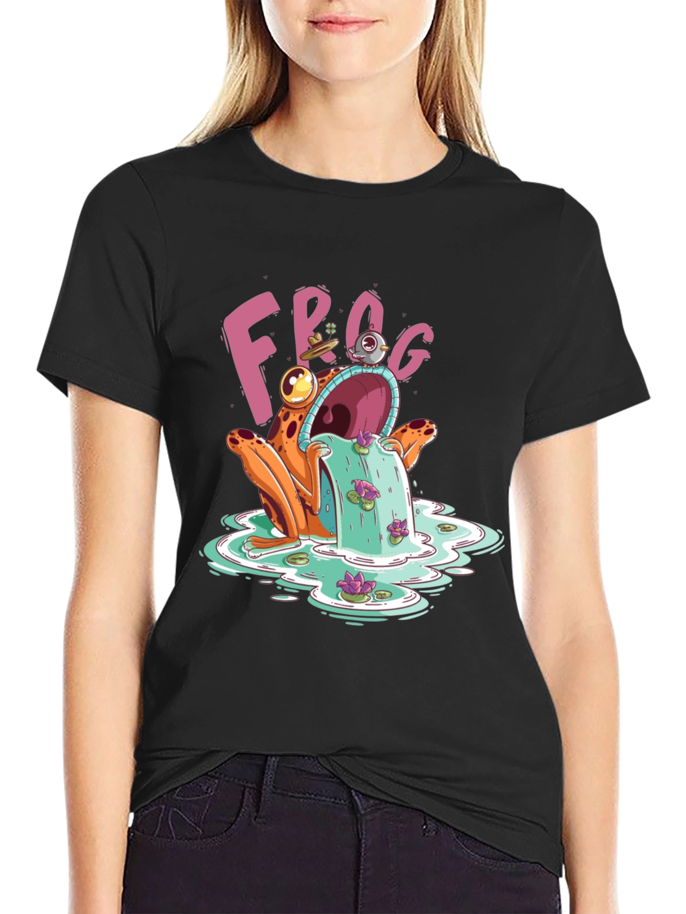 Black Frog Water Fountain T-Shirt view 2