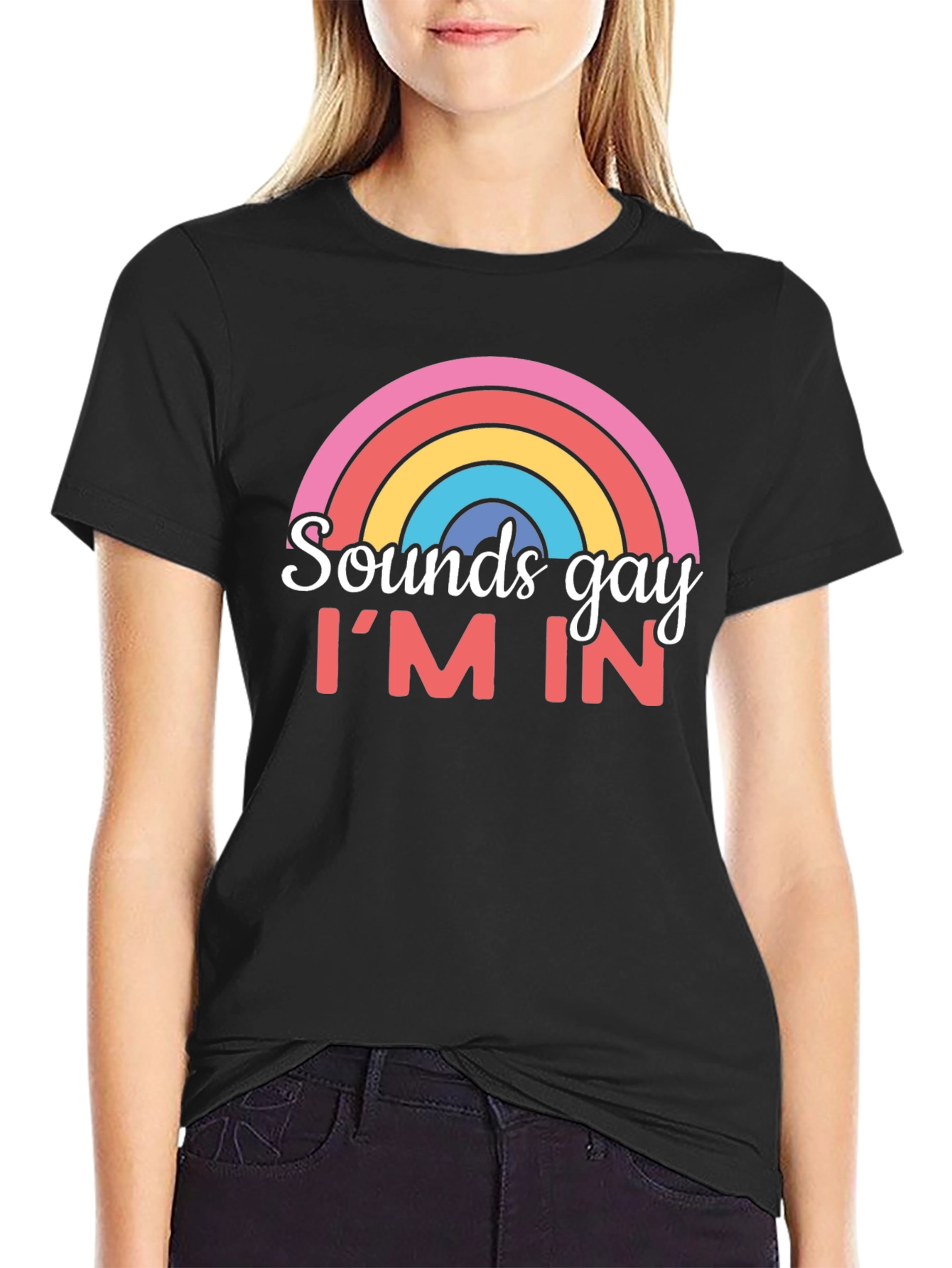 Black Sounds Gay I'm In T-Shirt Rainbow Graphic Tee view 2