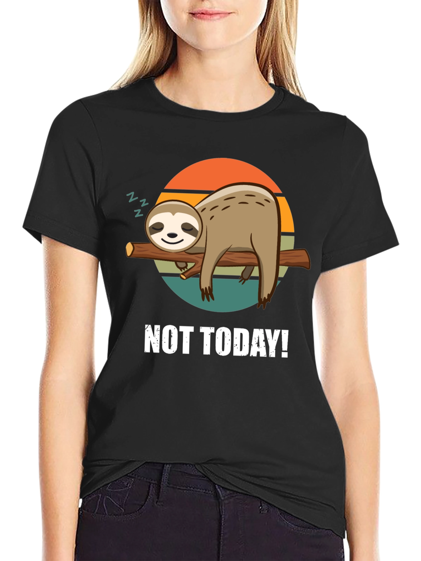 Black Not Today Sloth Graphic Tee - Relaxed Comfort view 2