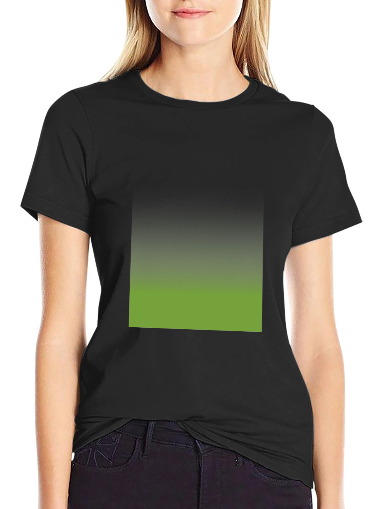 Black Black T-Shirt with Gradient Square Design view 2