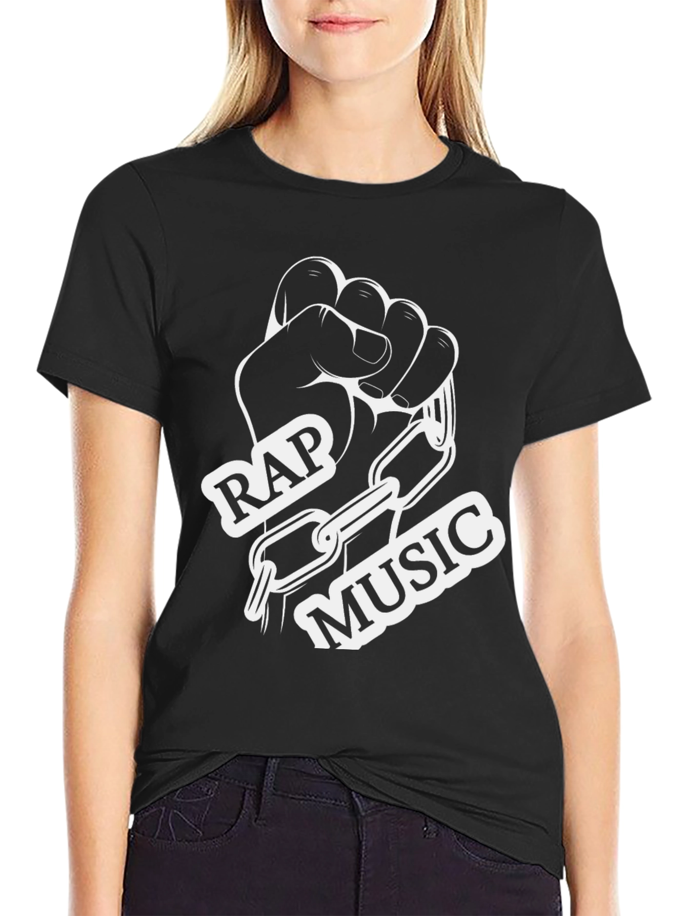 Black Rap Music Graphic T-Shirt view 2
