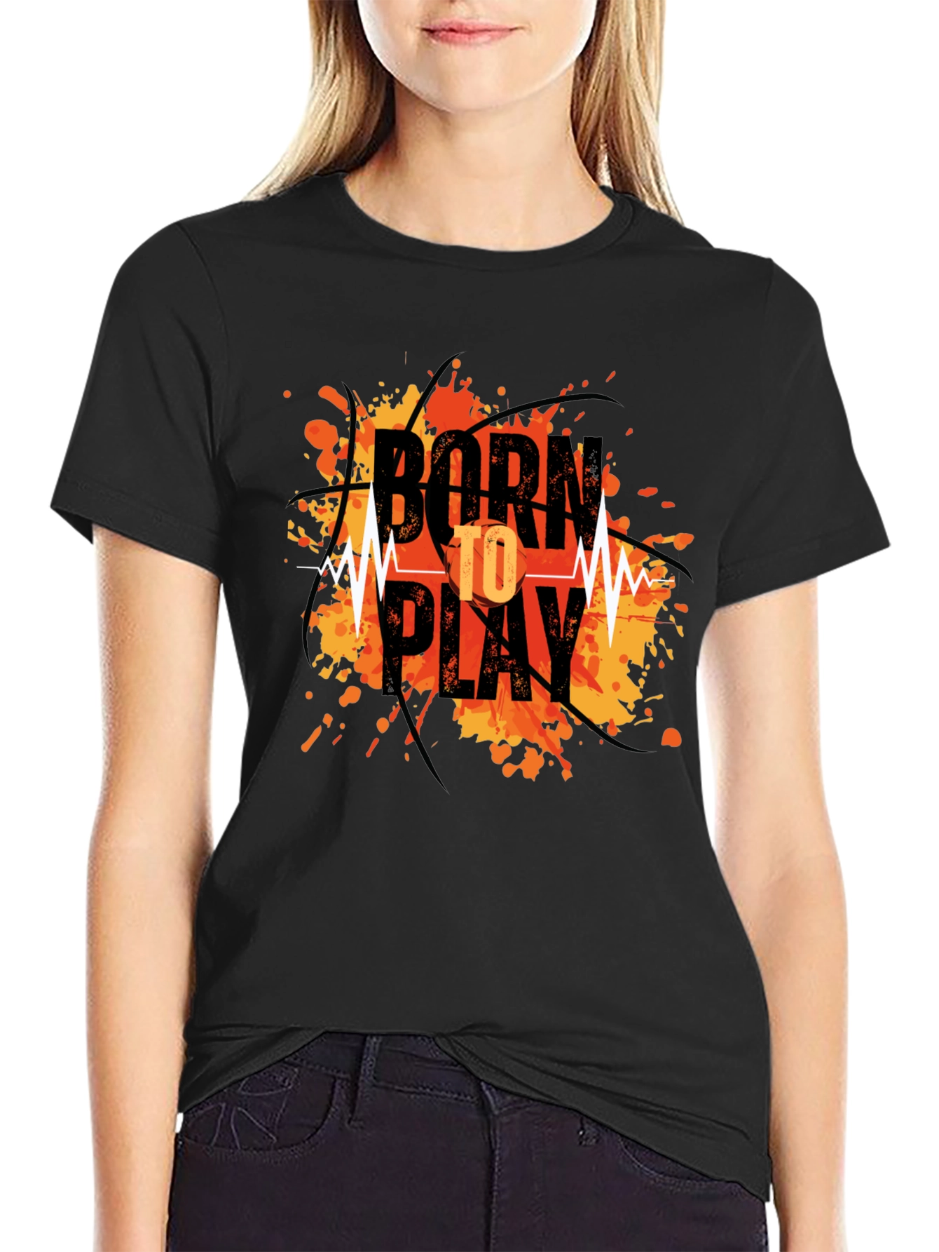 Black Born To Play Graphic Tee - Black Cotton Blend view 2
