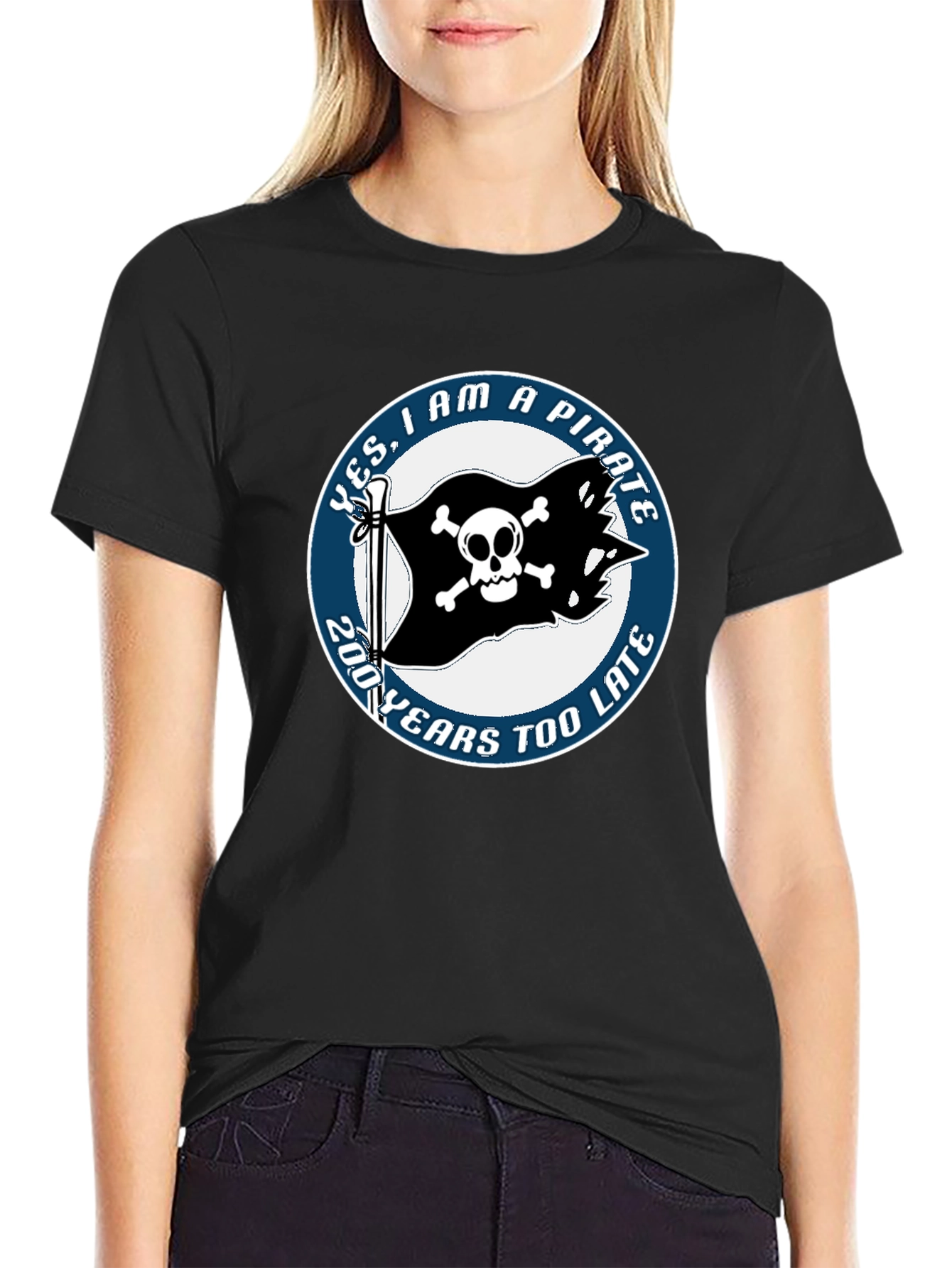 Black Pirate T-Shirt - Funny Skull and Crossbones Tee view 2