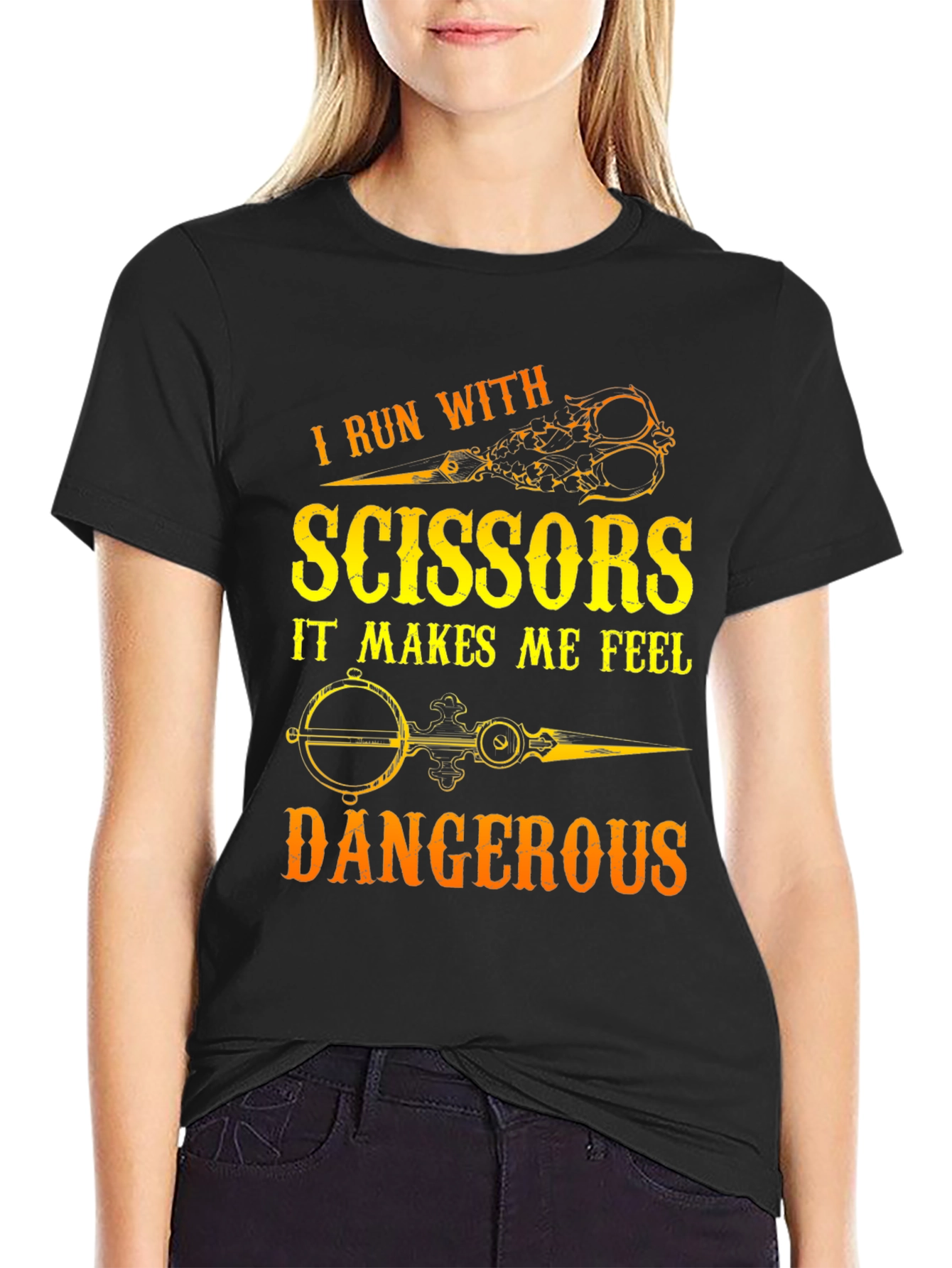 Black I Run With Scissors T-Shirt view 2
