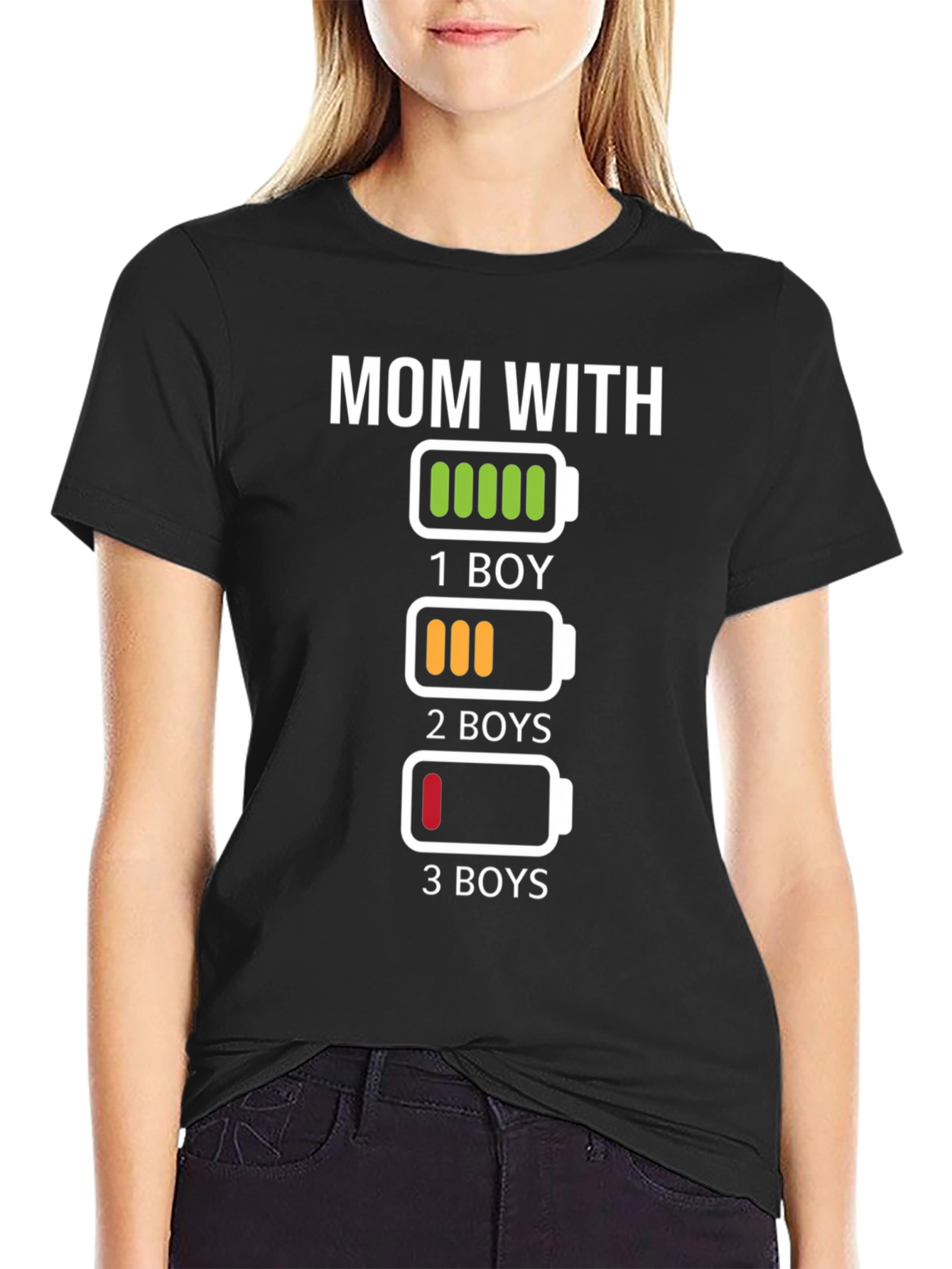 Mom With Boys Battery T-Shirt - Funny Mother's Day Gift - 2