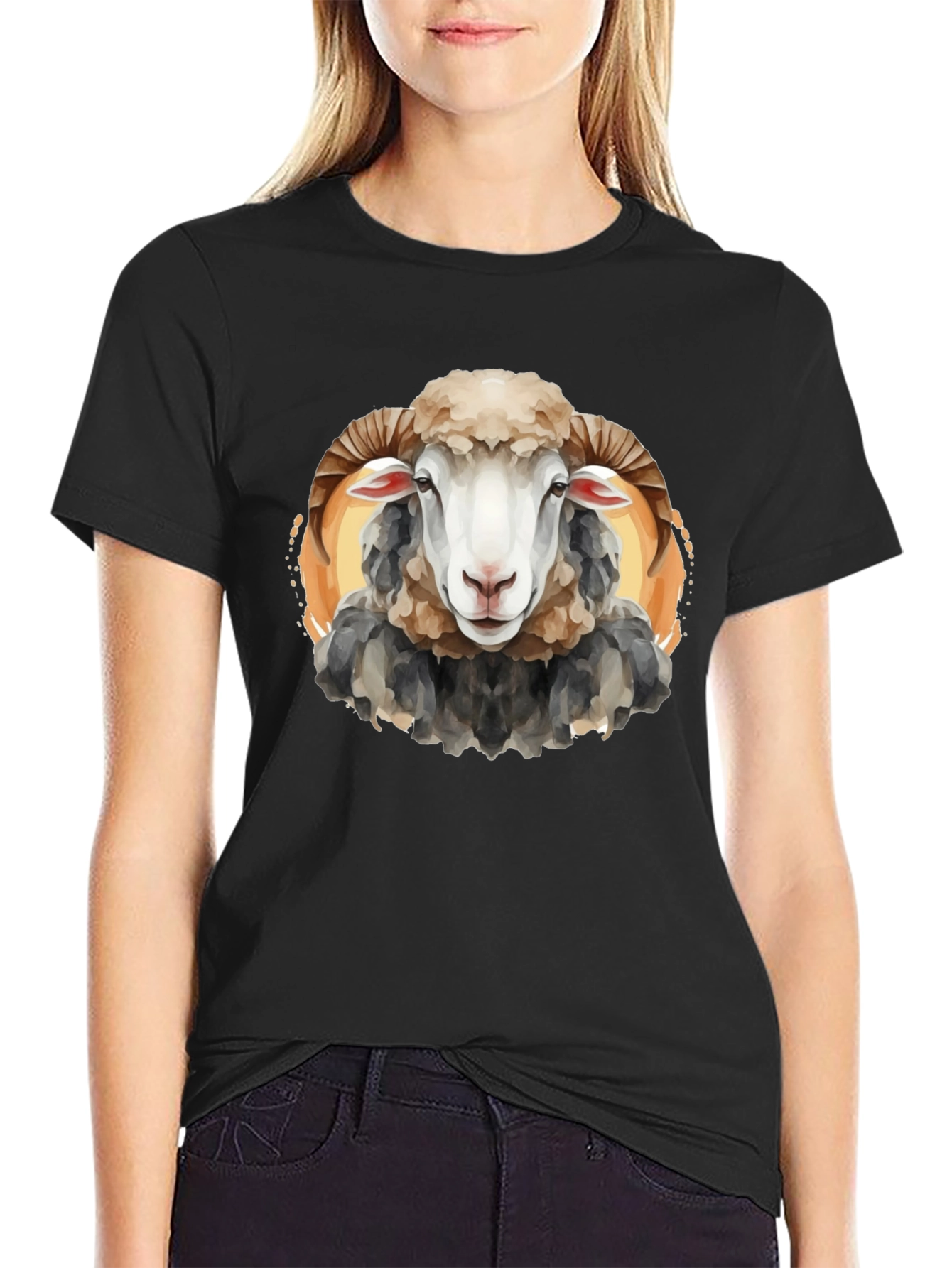 Black Ram Graphic T-Shirt - Black Cotton Tee view 2