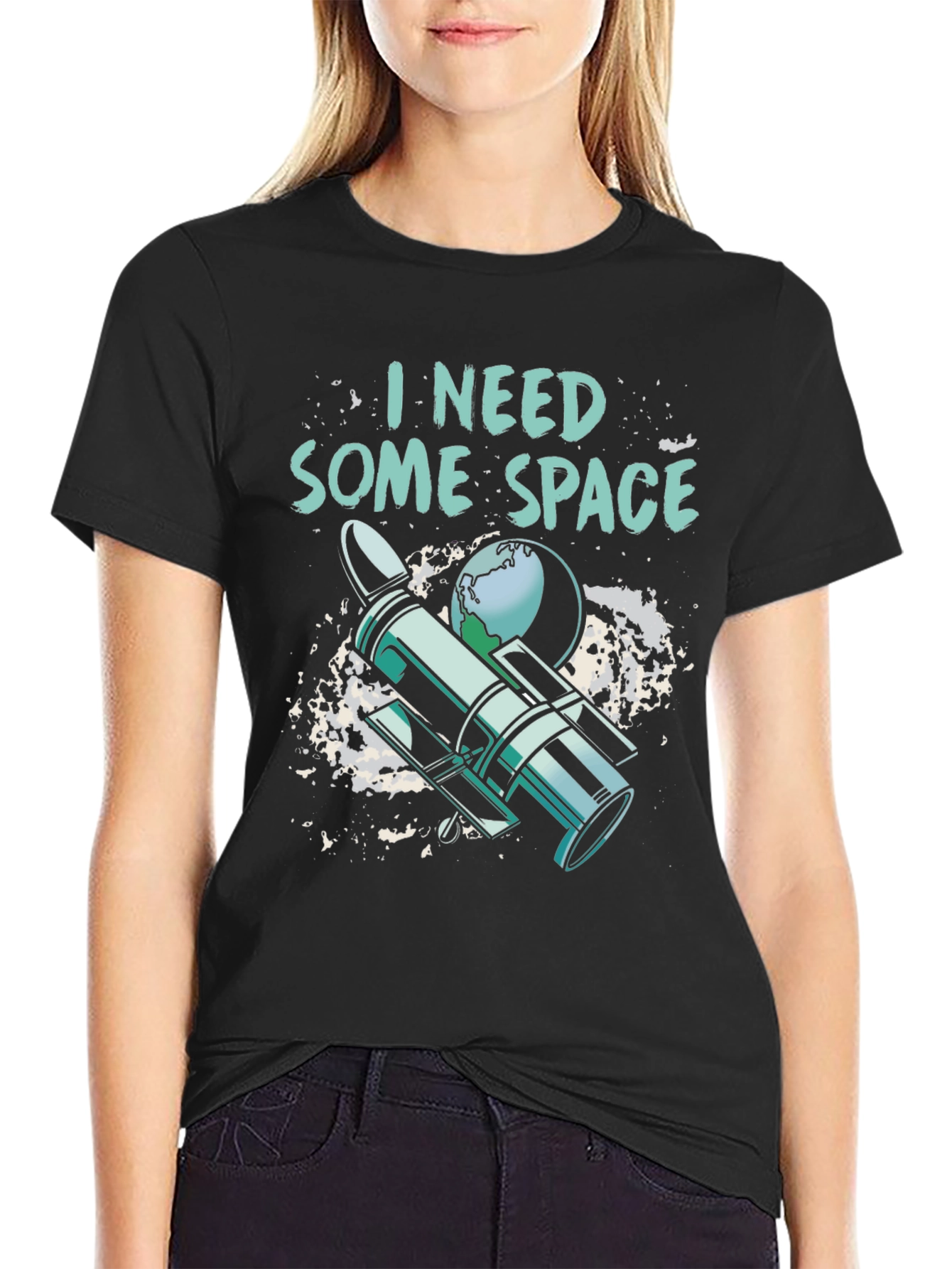 Black I Need Some Space T-Shirt - Funny Astronomy Shirt view 2