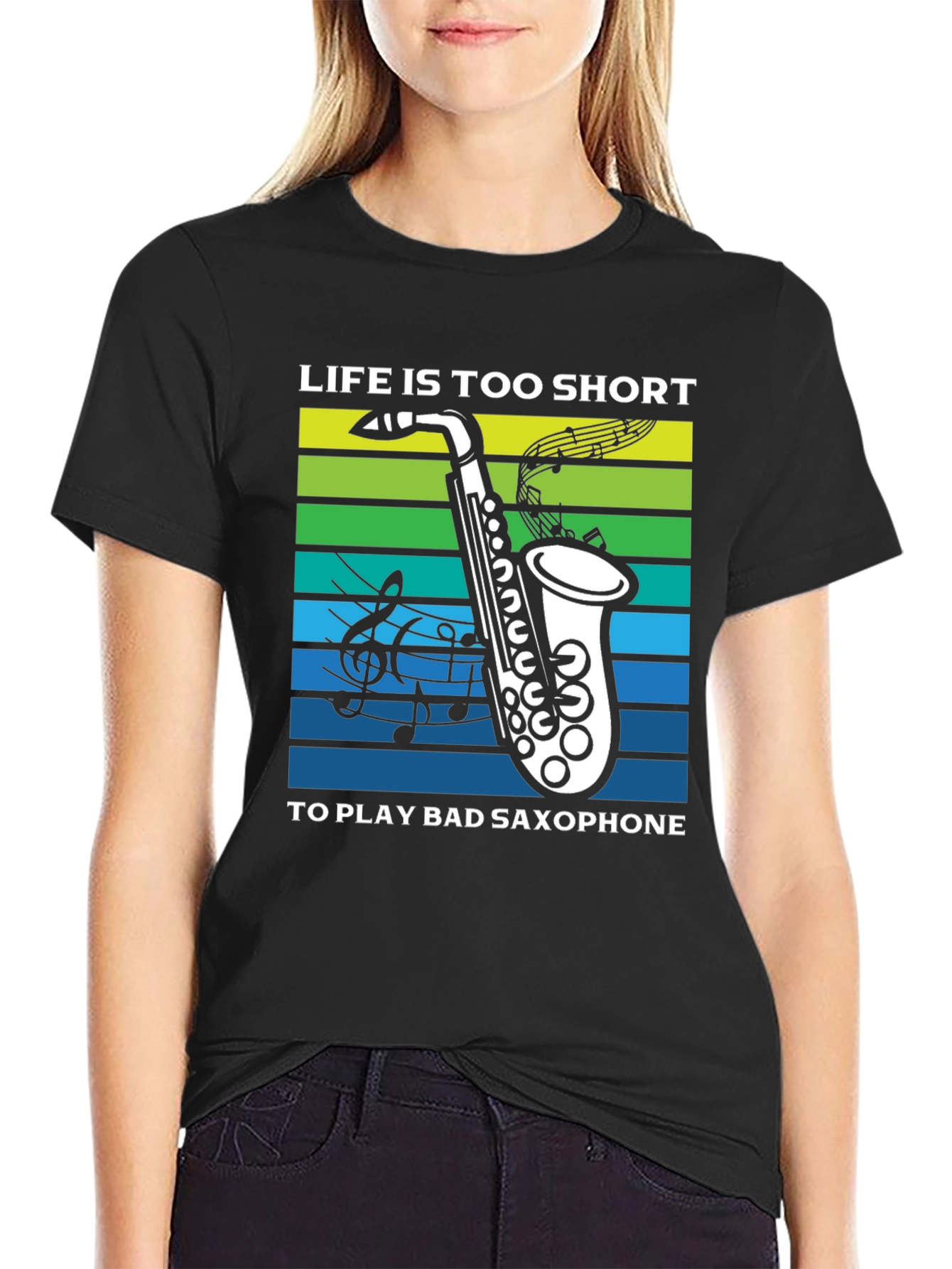 Black Life is Too Short Saxophone T-Shirt view 2