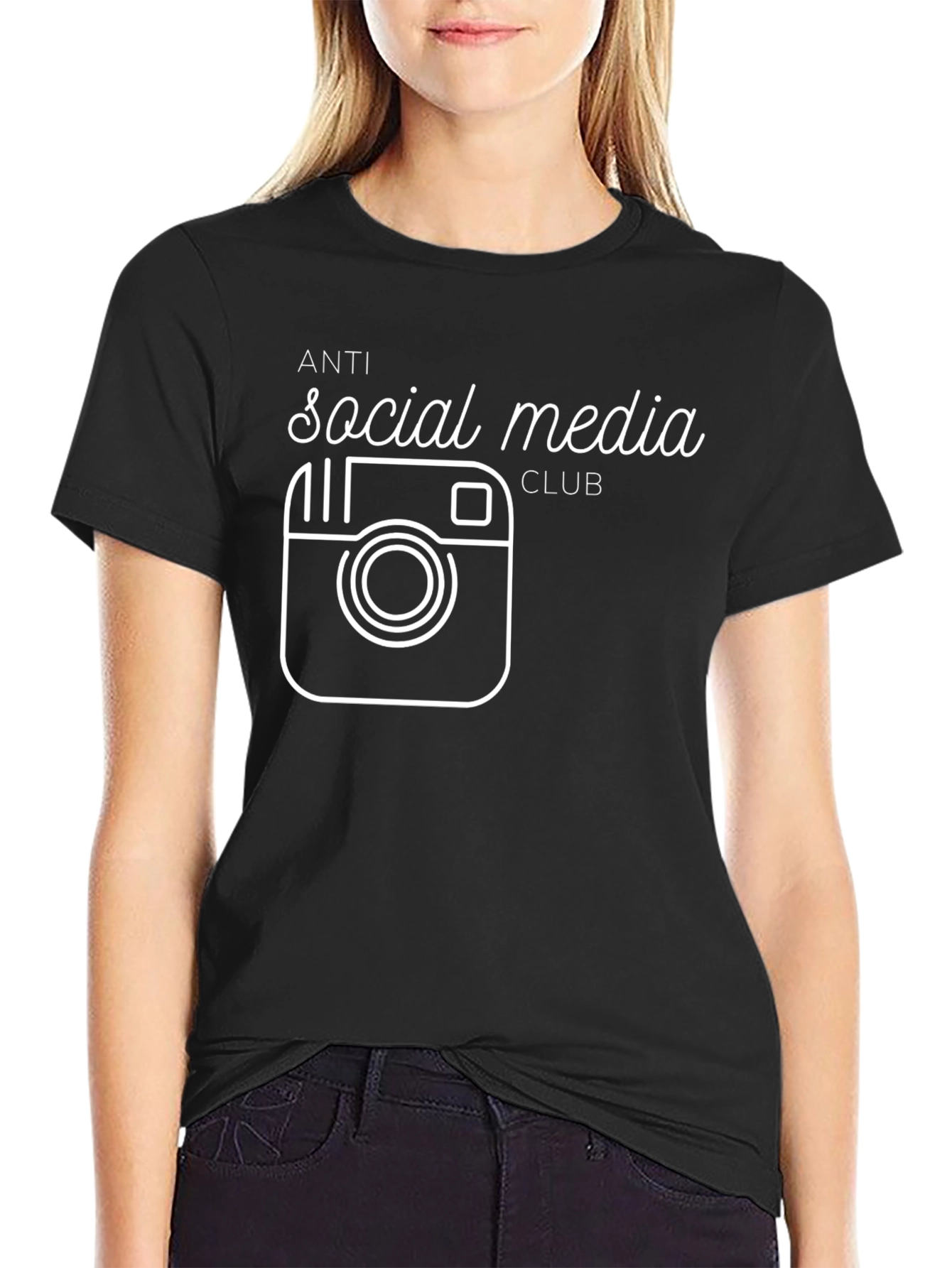 Black Anti Social Media Club Graphic T-Shirt view 2