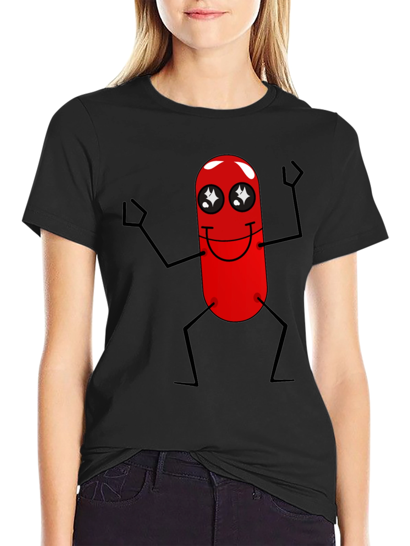Black Funny Red Pill Character Black T-Shirt view 2
