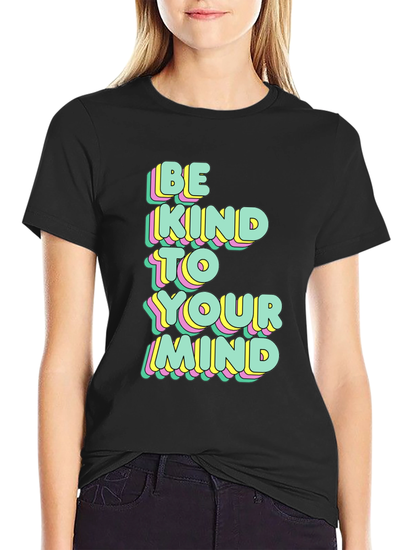 Black Be Kind To Your Mind Graphic Tee view 2