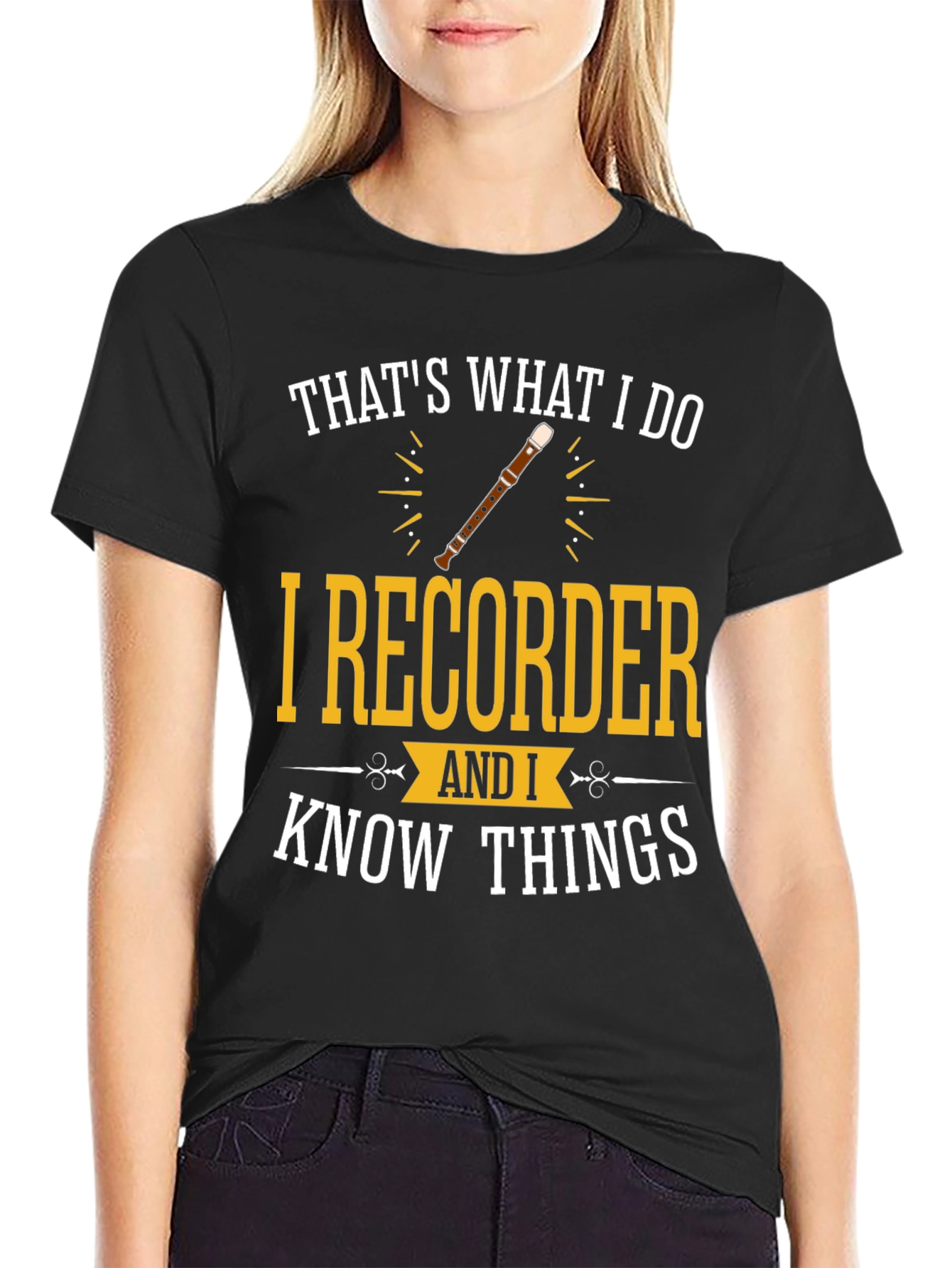 Black I Recorder And I Know Things T-Shirt view 2