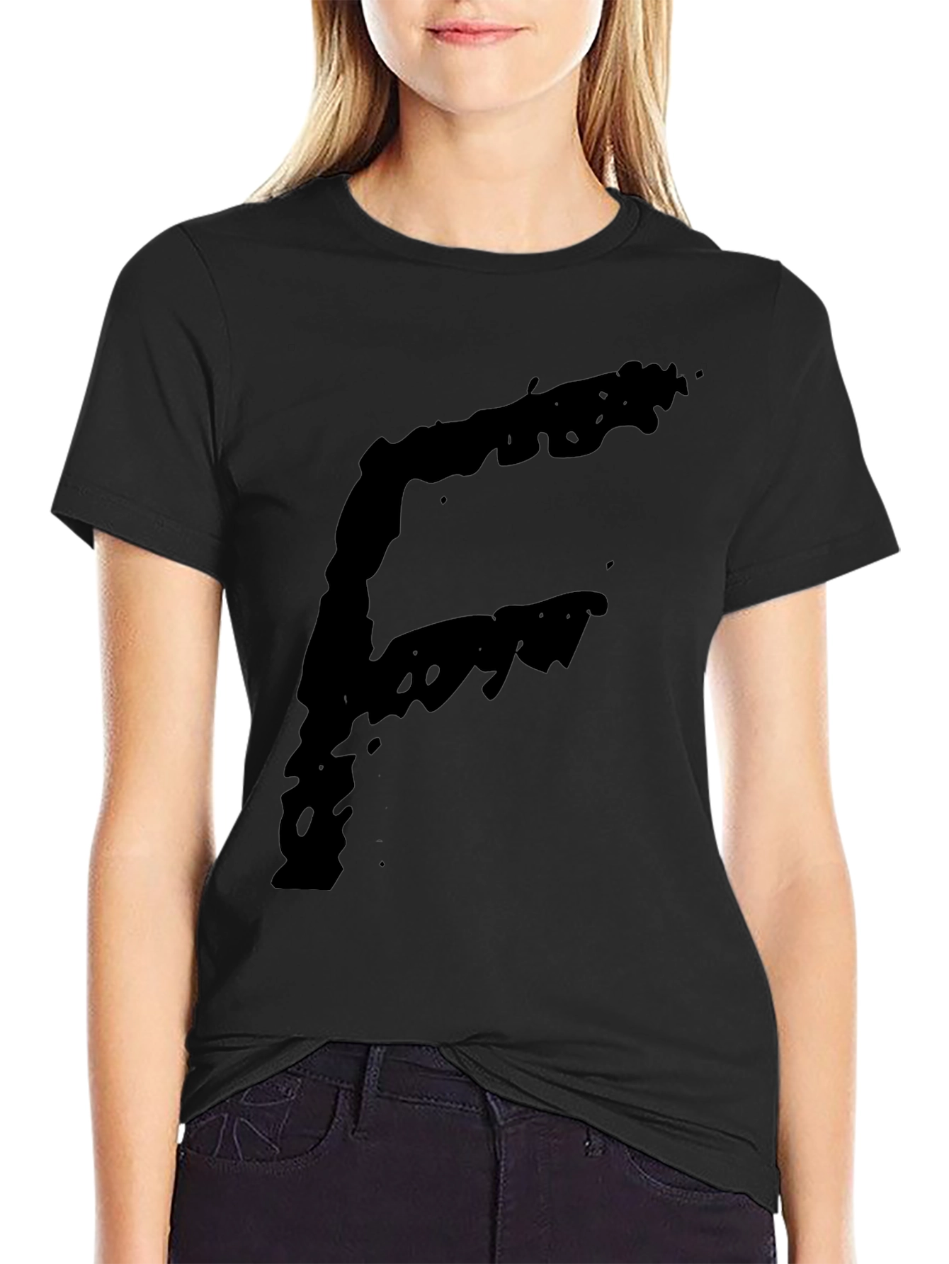 Black Bold Letter 'F' Graphic T-Shirt - Black view 2