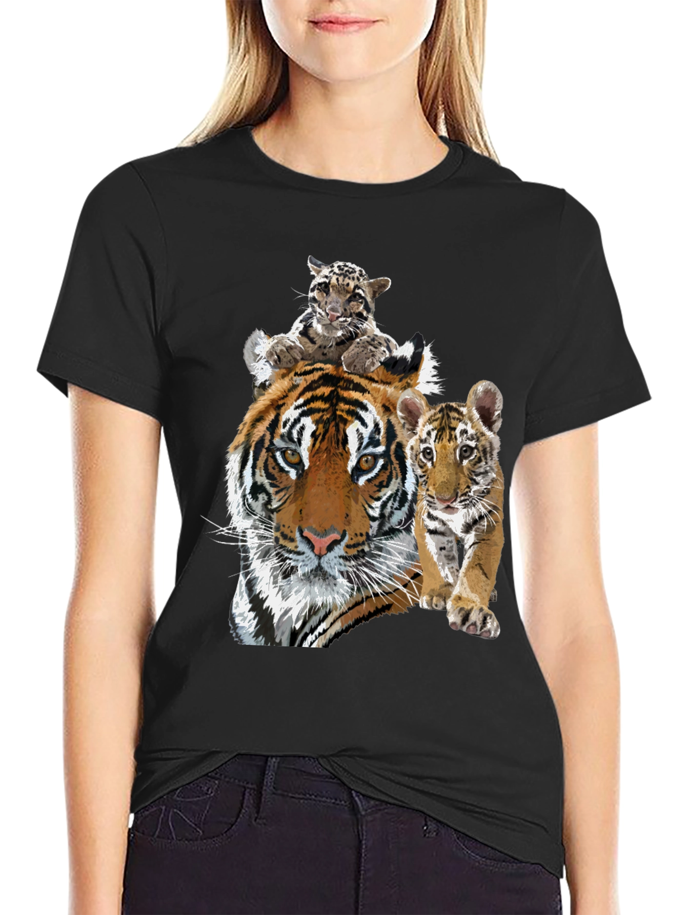 Black Tiger Family Graphic Print Tee view 2