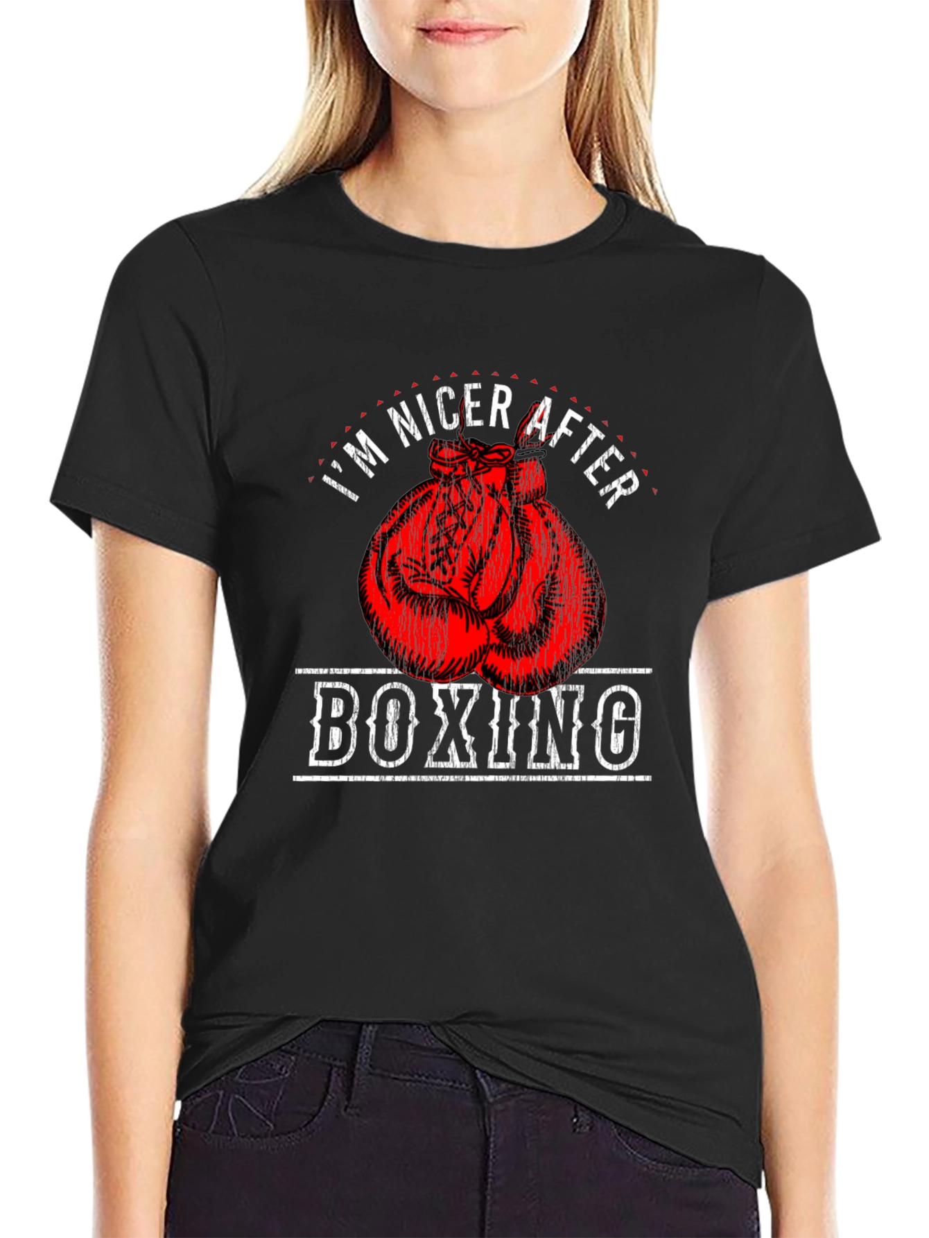Black I'm Nicer After Boxing T-Shirt view 2