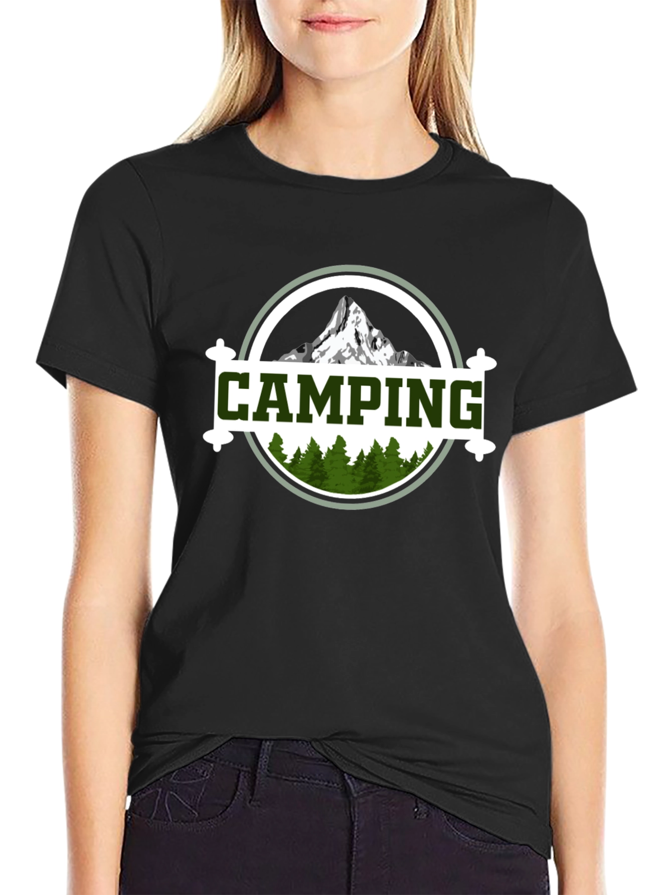 Black Camping Adventure Graphic Tee - Nature Lover Shirt view 2