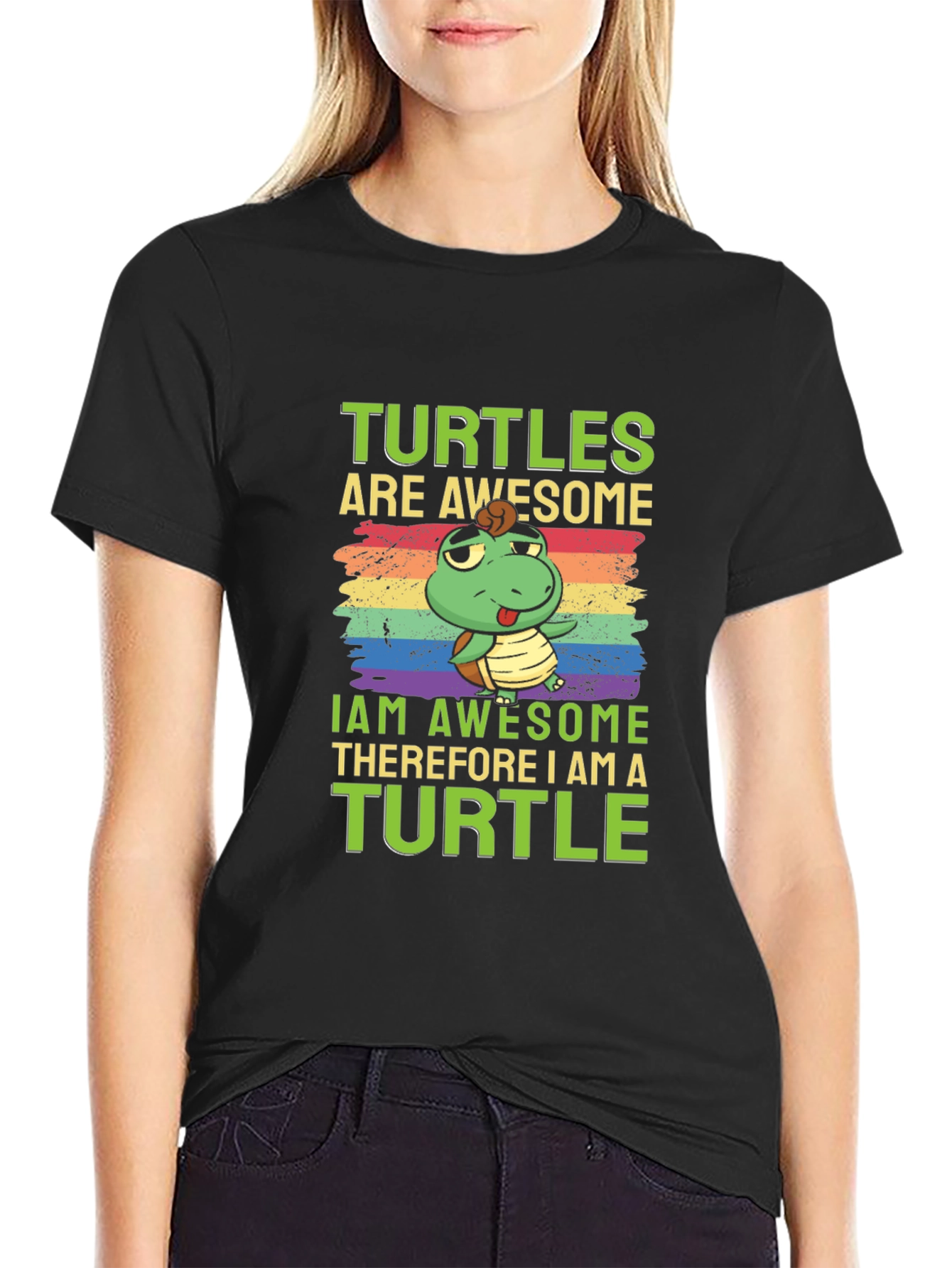 Black Turtles Are Awesome Graphic Tee view 2