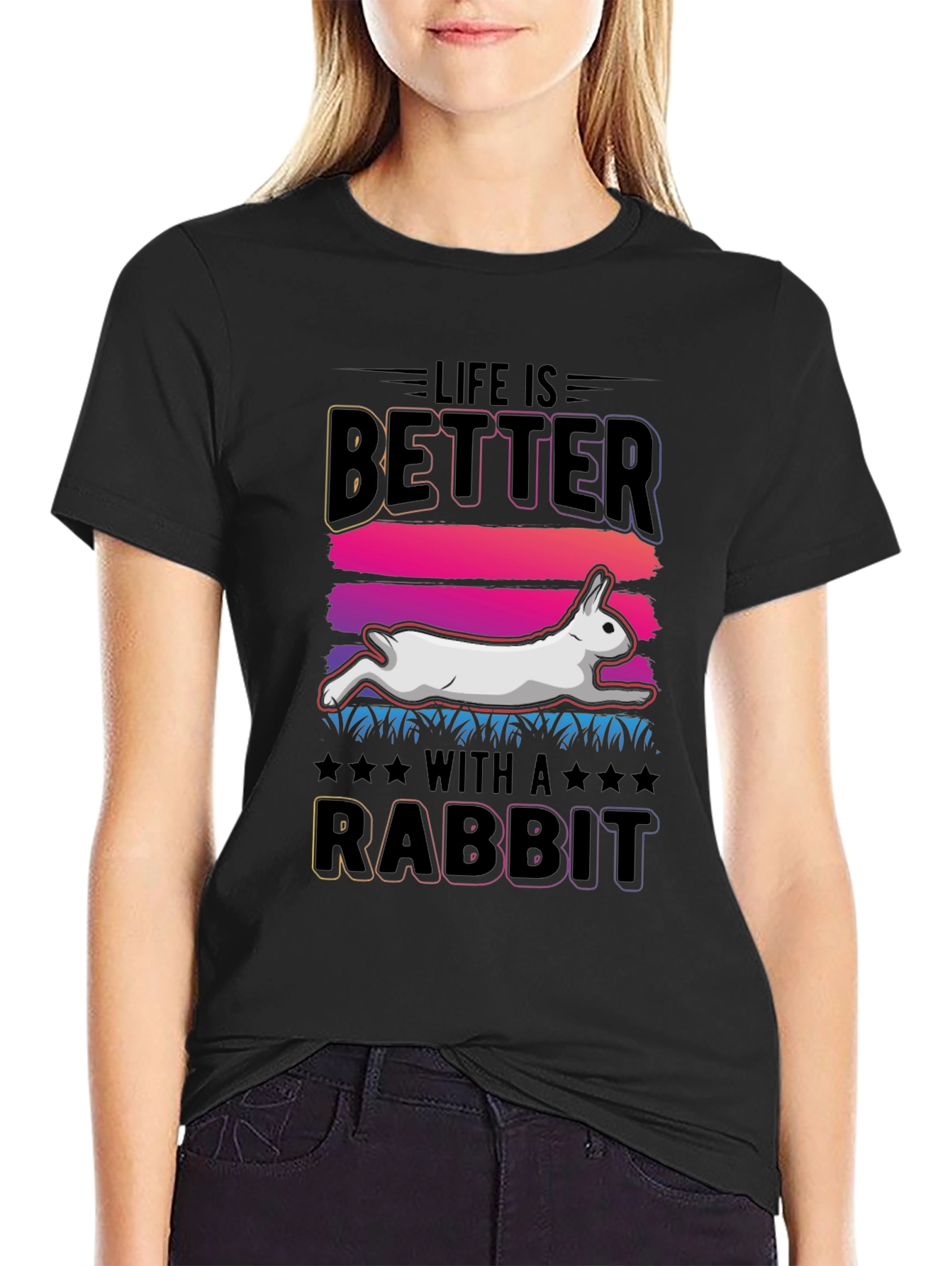 Black Life is Better with a Rabbit T-Shirt view 2
