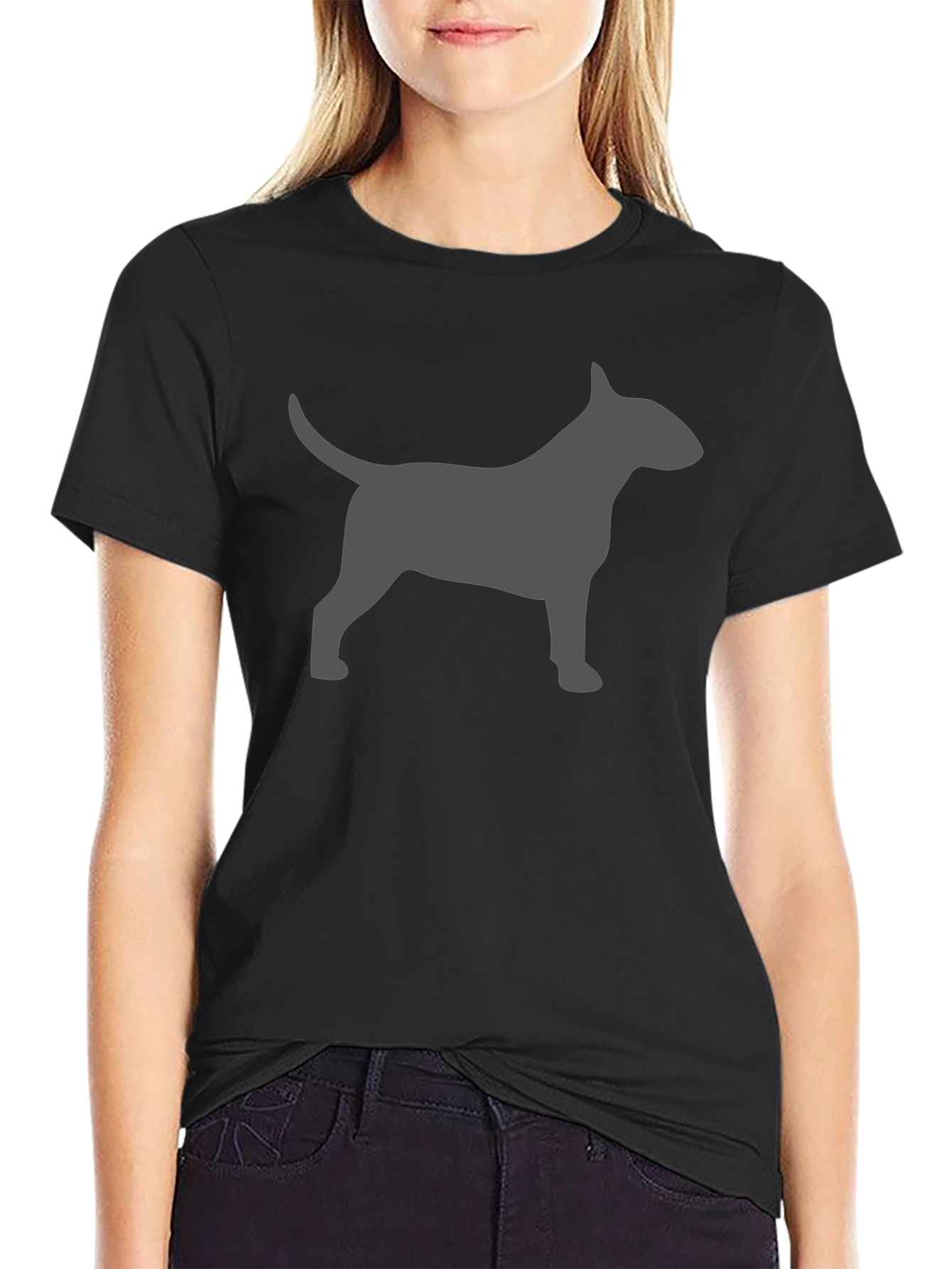 Black Bull Terrier Silhouette T-Shirt - Dog Lover Tee view 2