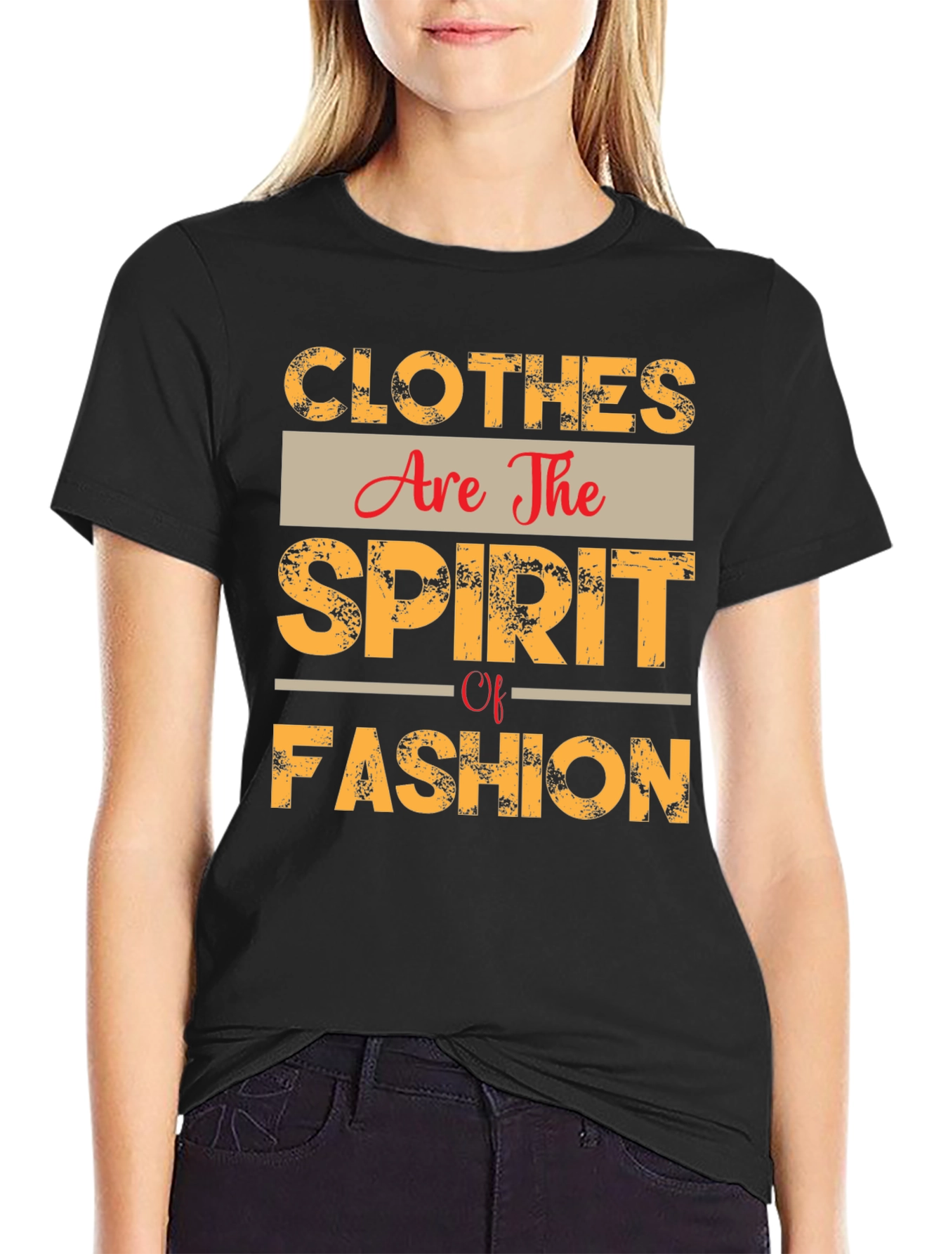 Black Trendy "Clothes Are The Spirit Of Fashion" T-Shirt view 2