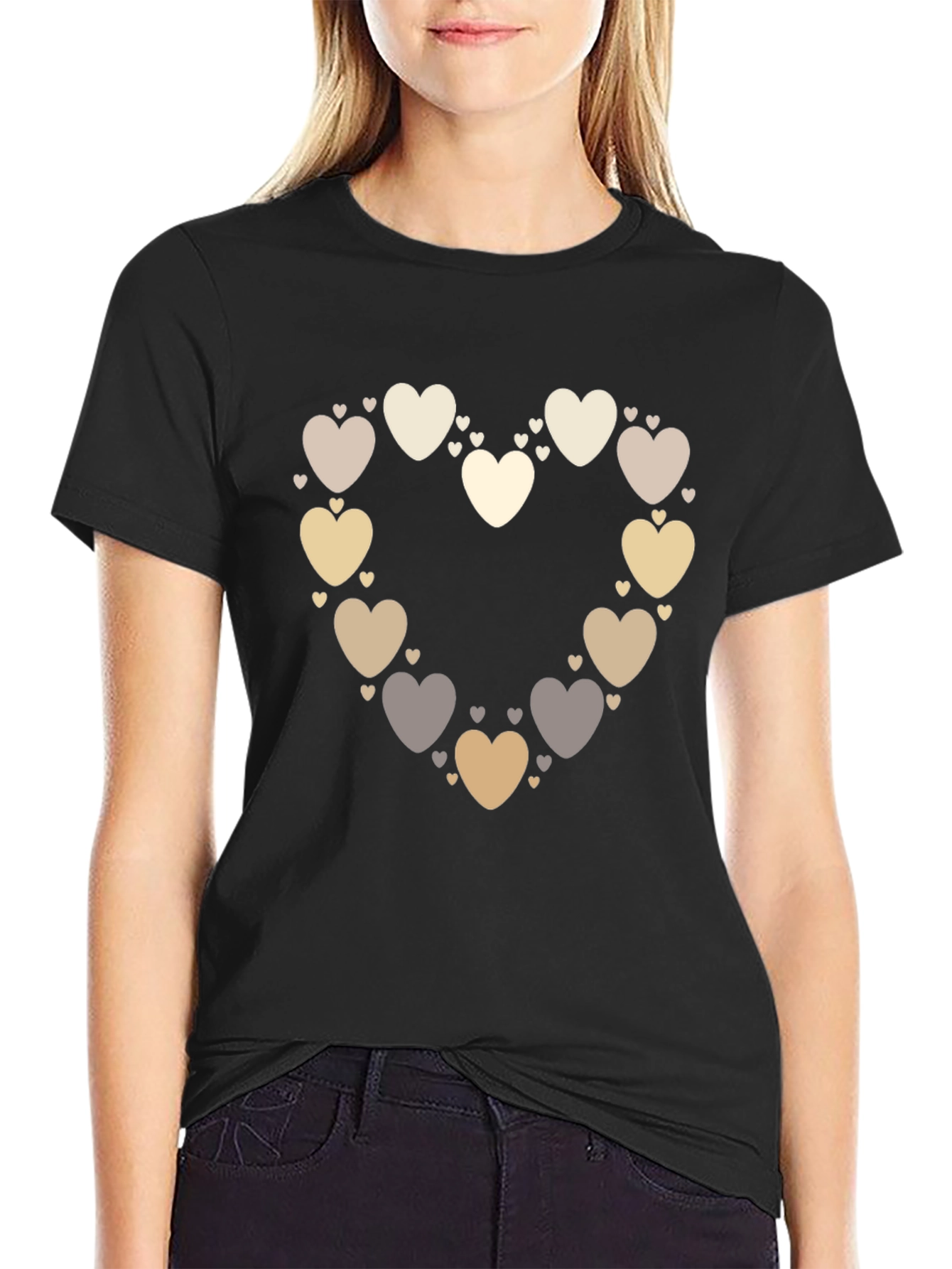 Black Heart of Hearts Graphic Tee - Black Casual Shirt view 2