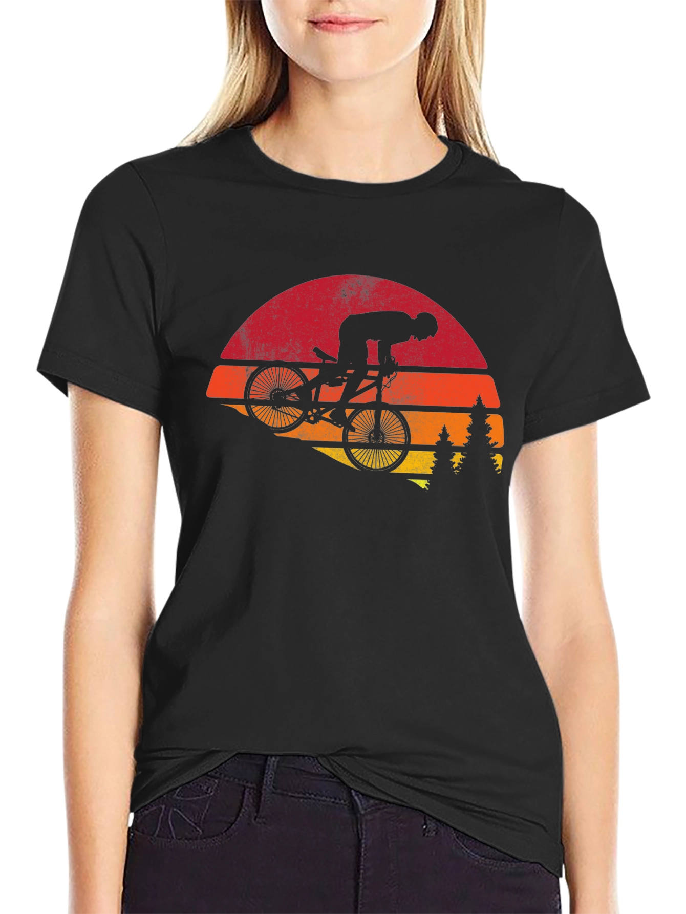 Black Mountain Bike Sunset Graphic Tee view 2