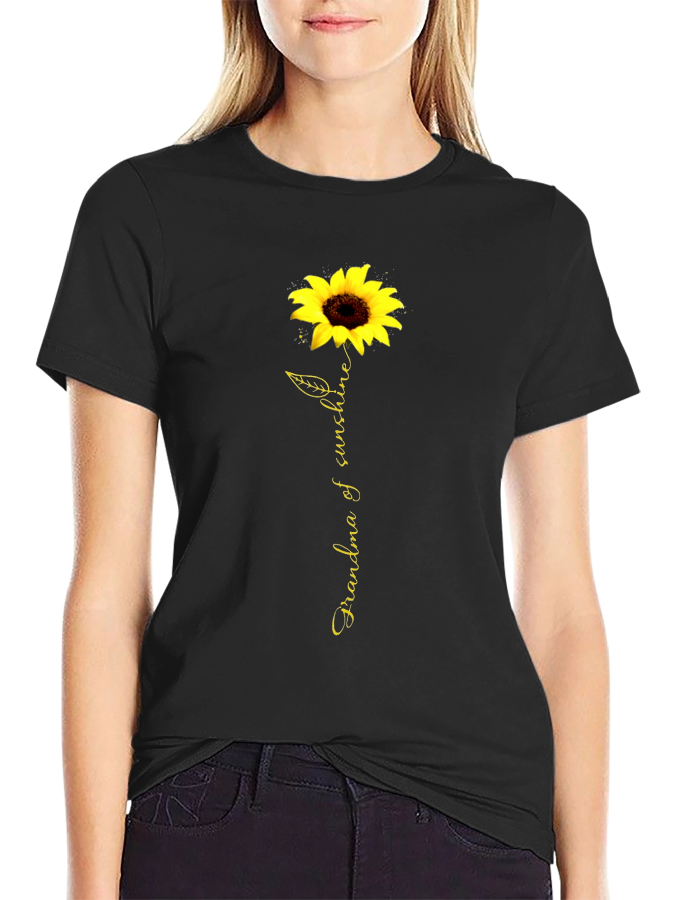 Black Grandma of Sunshine Sunflower Graphic Tee view 2