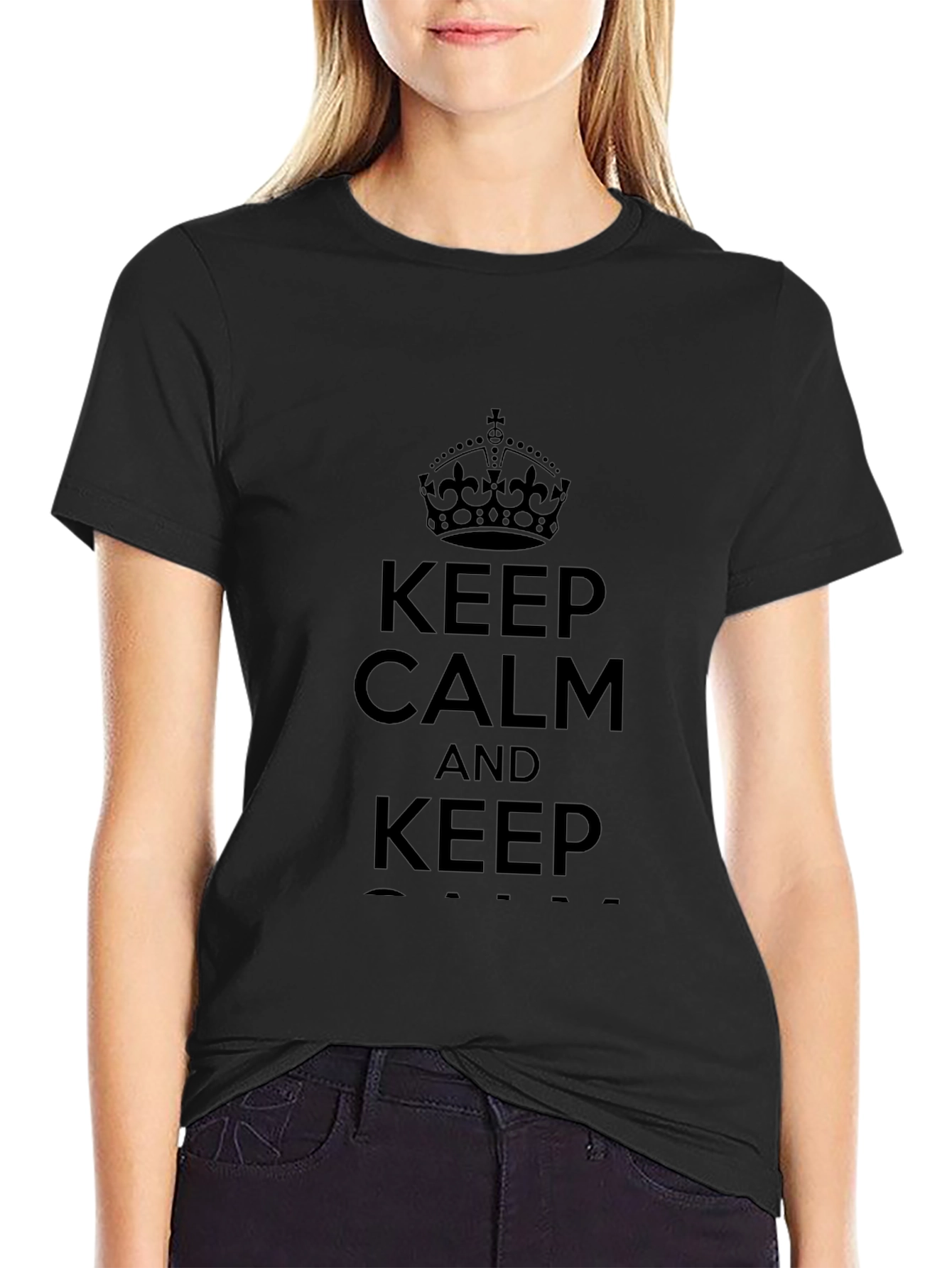 Black Keep Calm Graphic Black Tee view 2