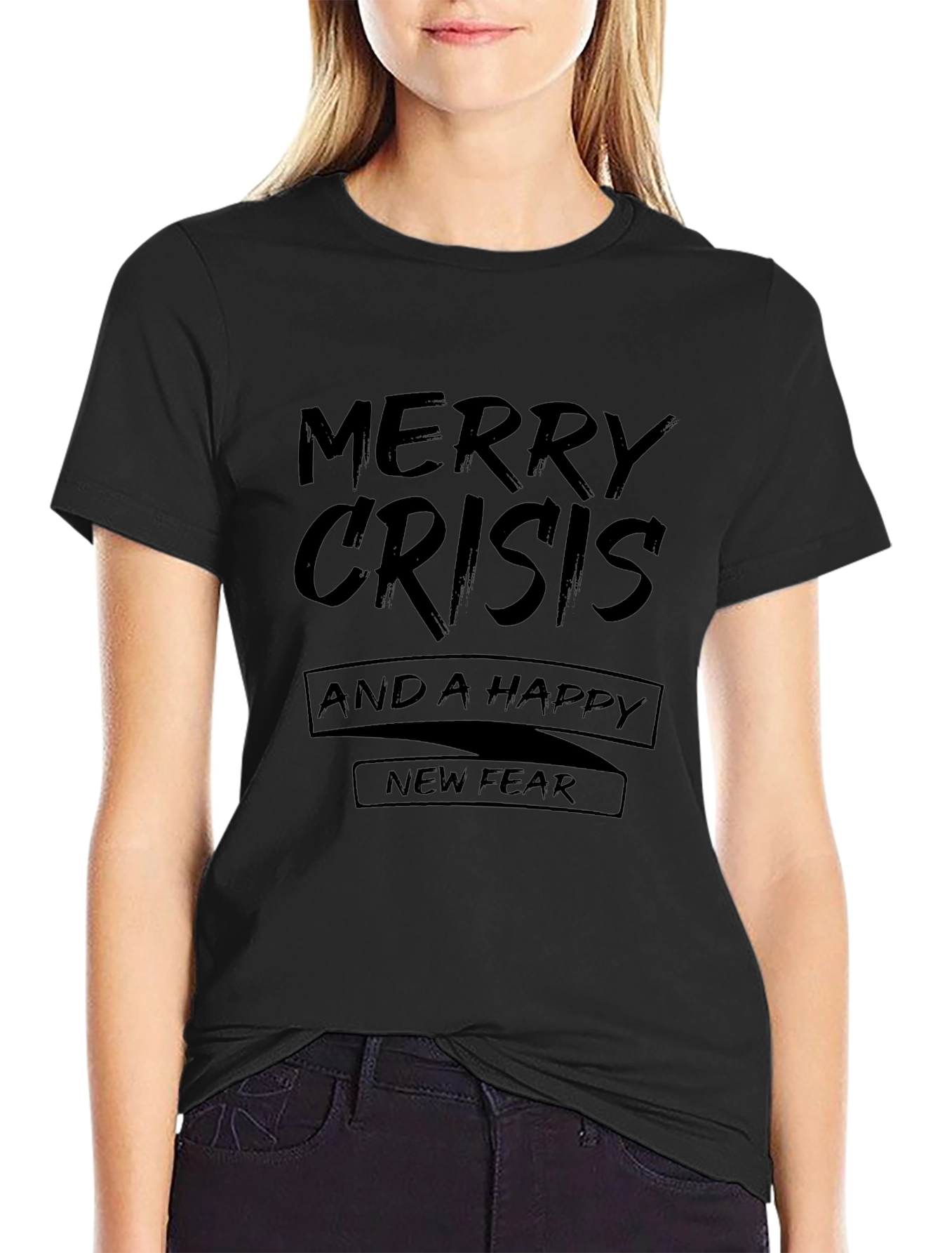Black Merry Crisis Graphic T-Shirt view 2