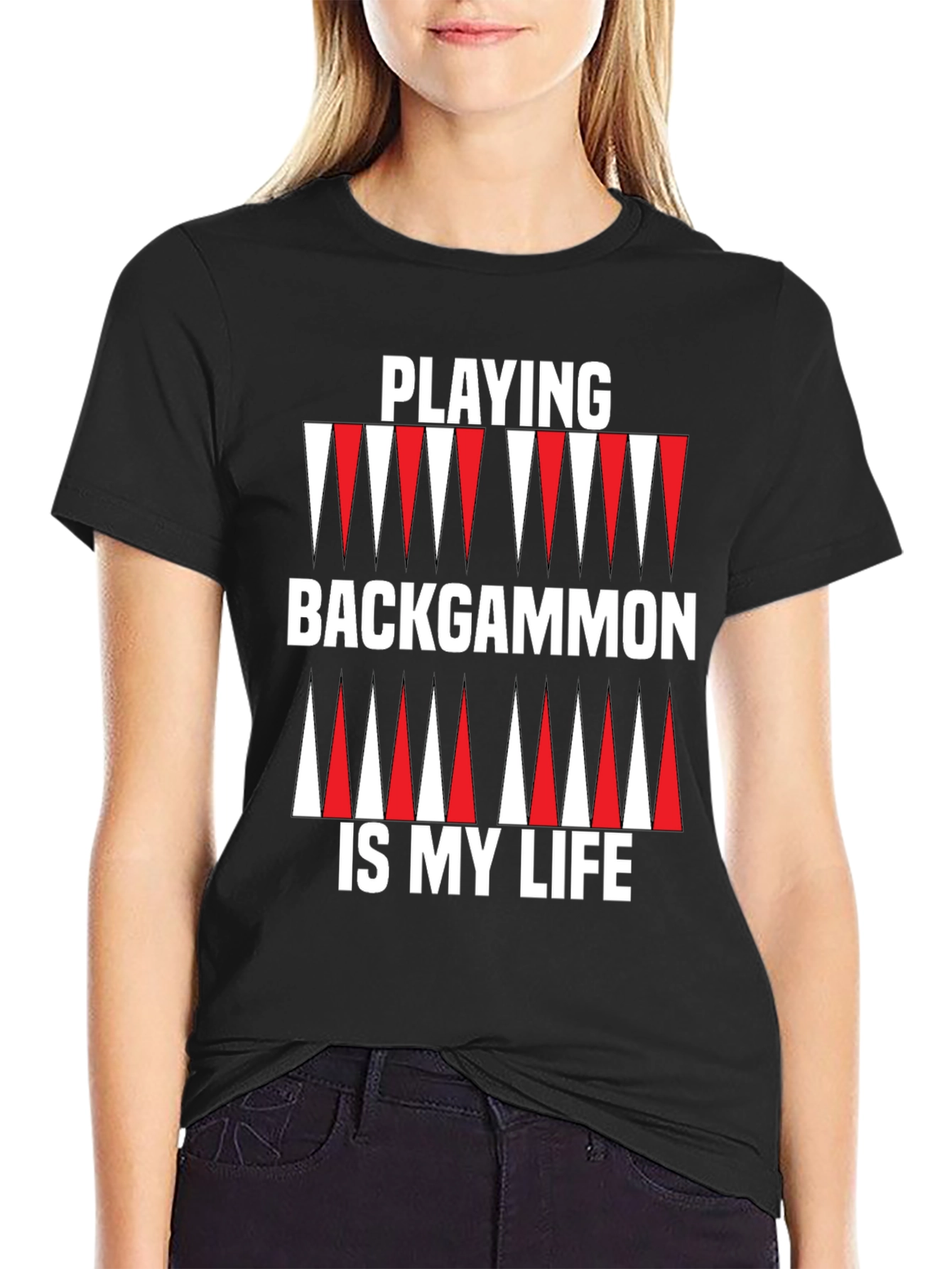 Black Backgammon Life T-Shirt - Black Graphic Tee view 2