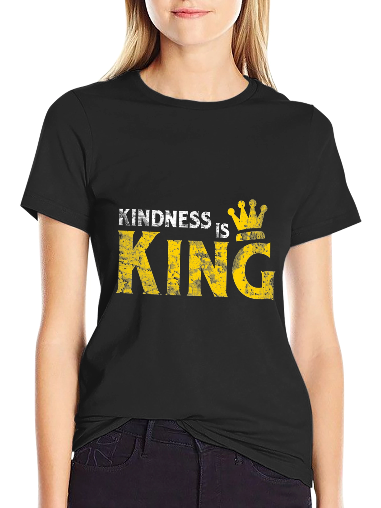 Black Kindness is King Graphic Black T-Shirt view 2