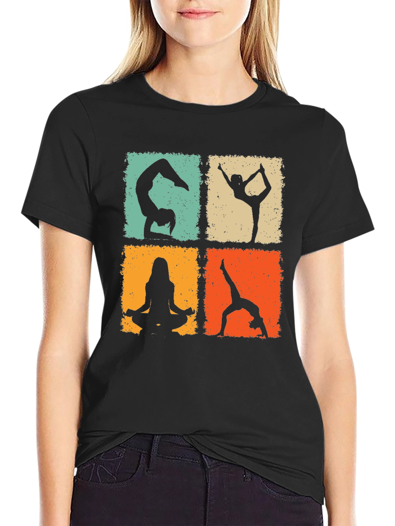 Black Yoga Poses Graphic Tee - Trendy & Comfortable view 2