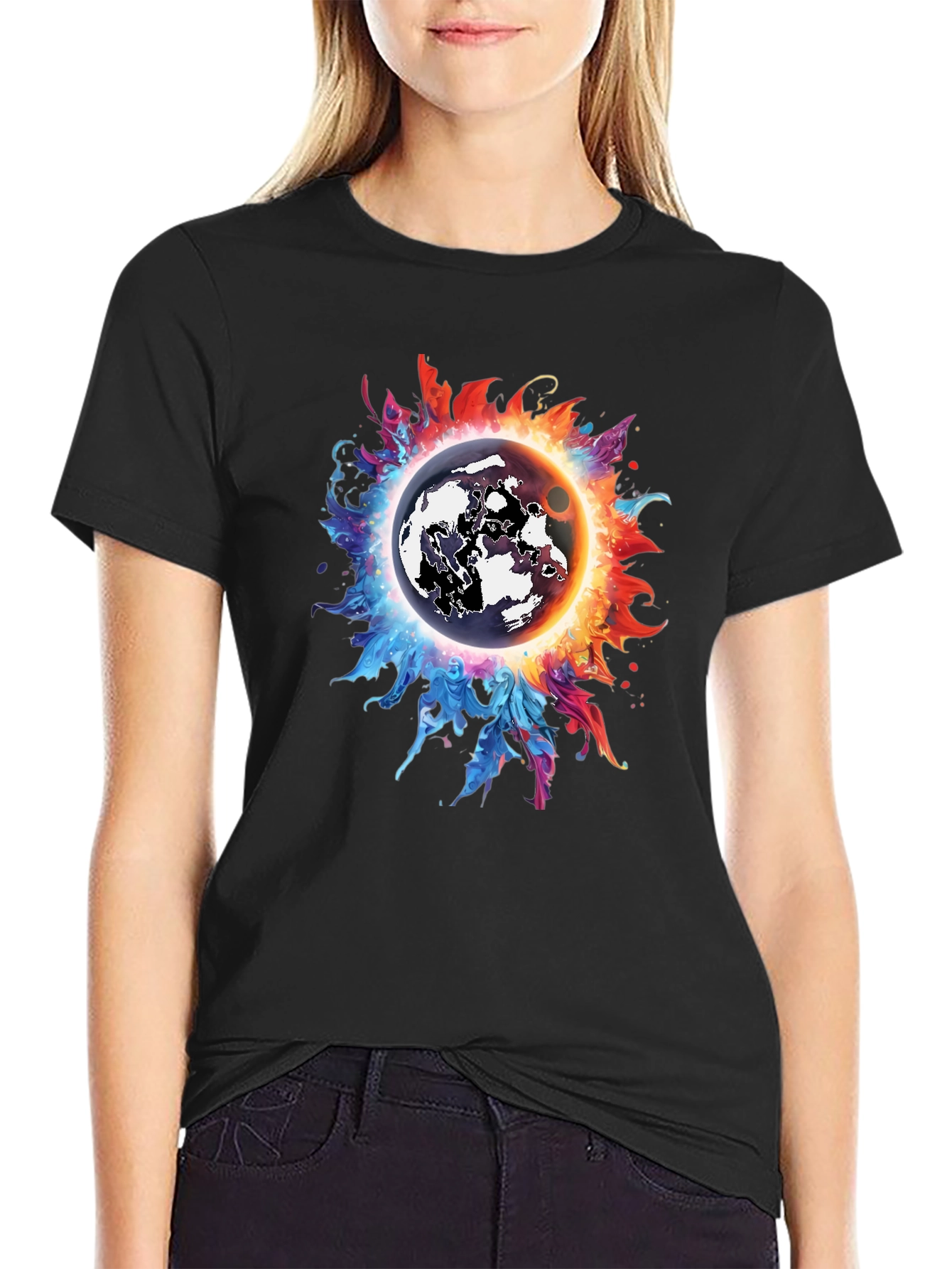Black Cosmic Eclipse Graphic Tee - Black T-Shirt view 2