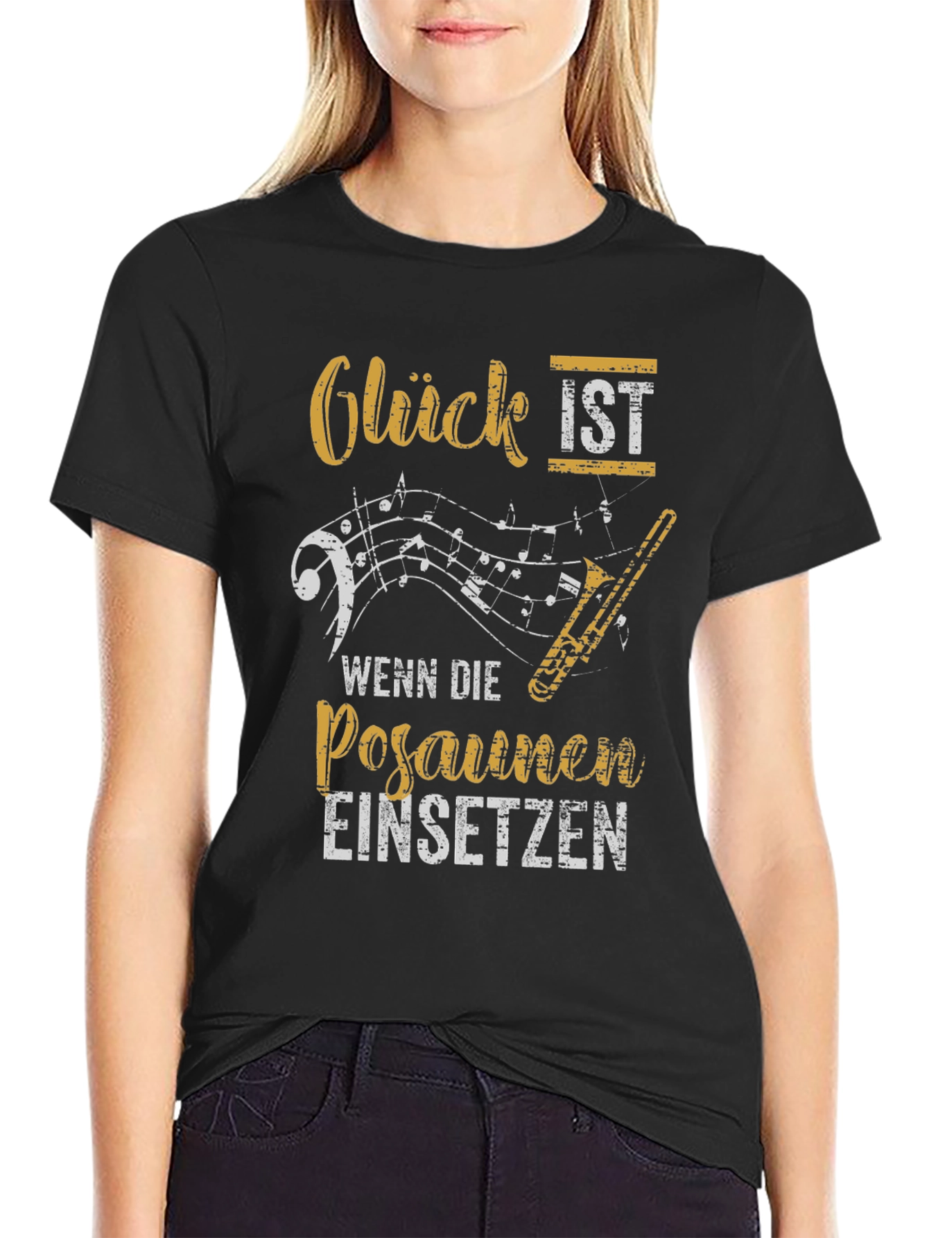 Black Gluck Ist Trombone Player T-Shirt view 2