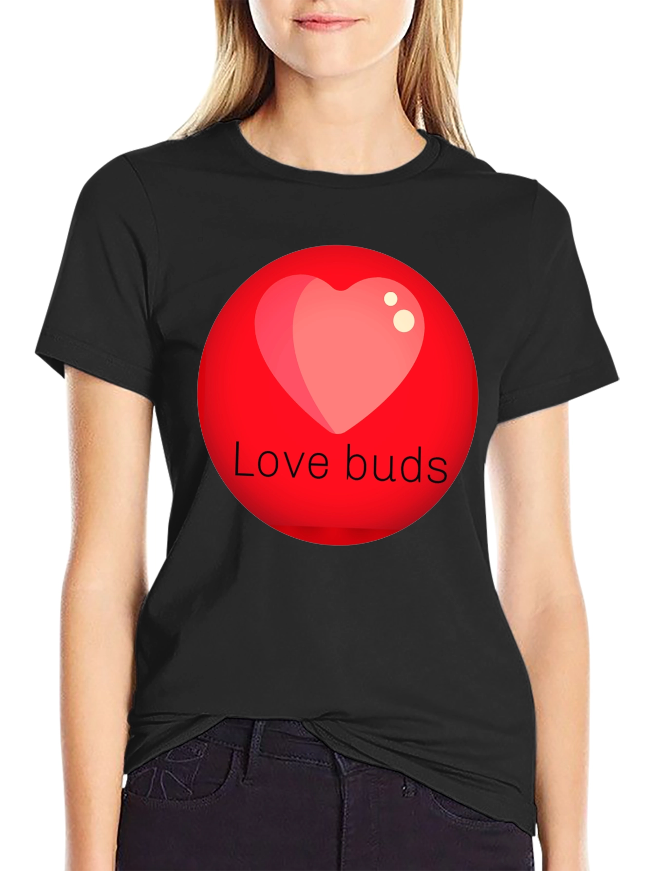 Black Love Buds Graphic Tee - Black Crew Neck view 2