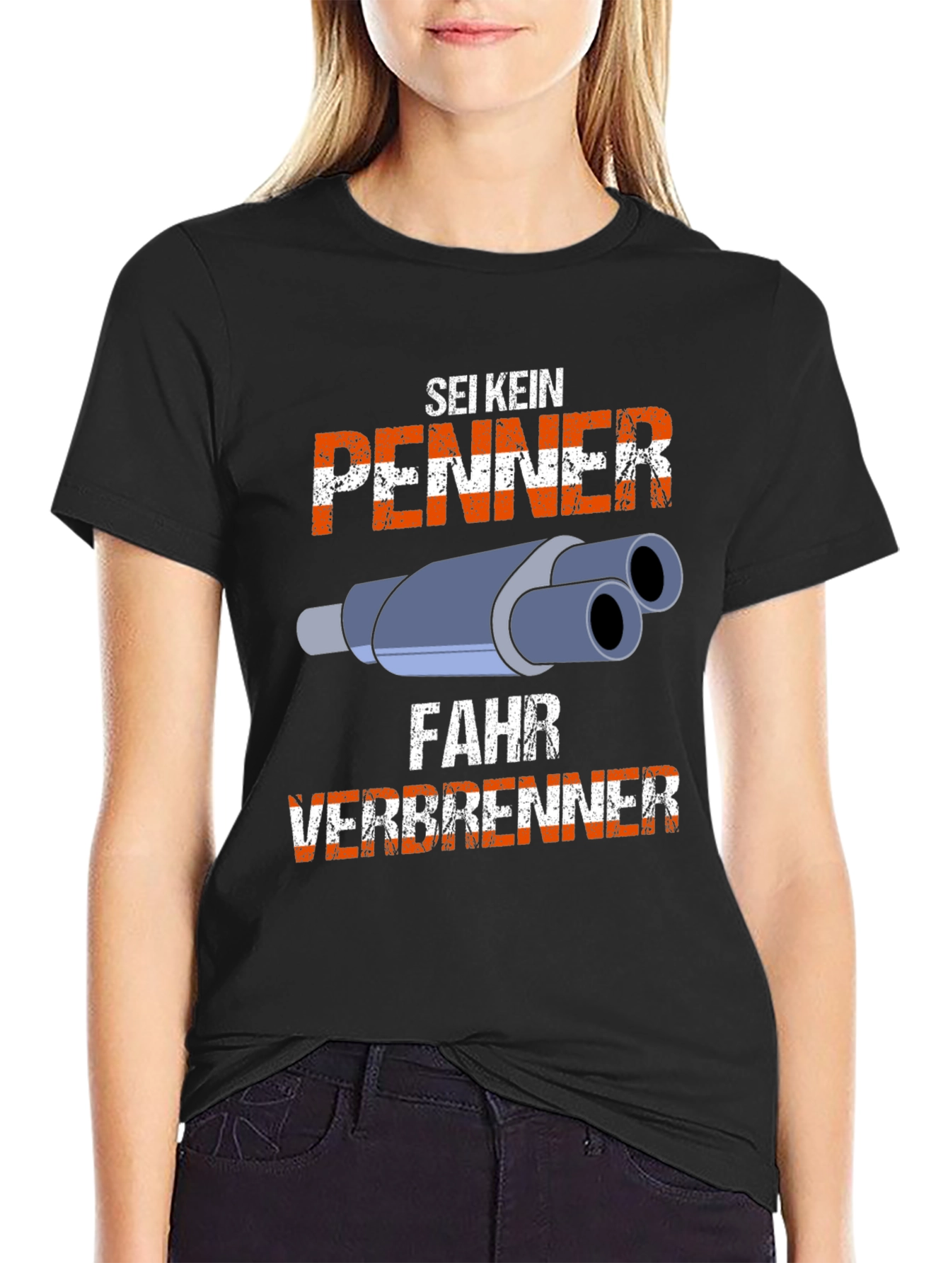 Black Sei Kein Penner Fahr Verbrenner Graphic T-Shirt view 2