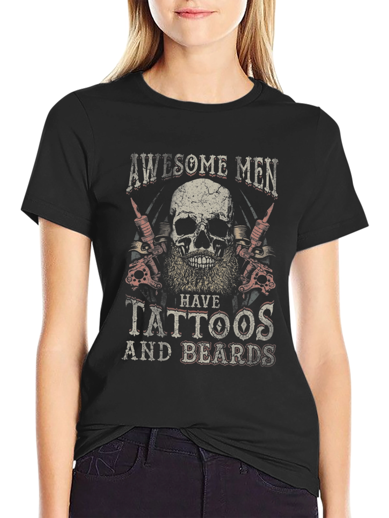 Black Awesome Men Tattoo & Beard Graphic Tee view 2