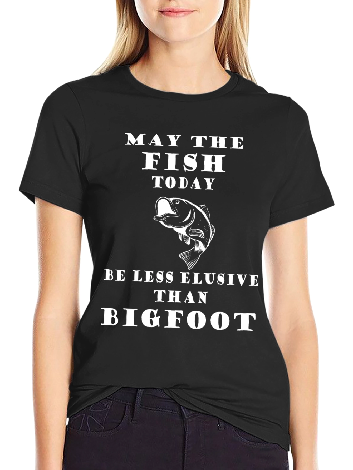 Black Fishing T-Shirt: May The Fish Today Be Less Elusive view 2